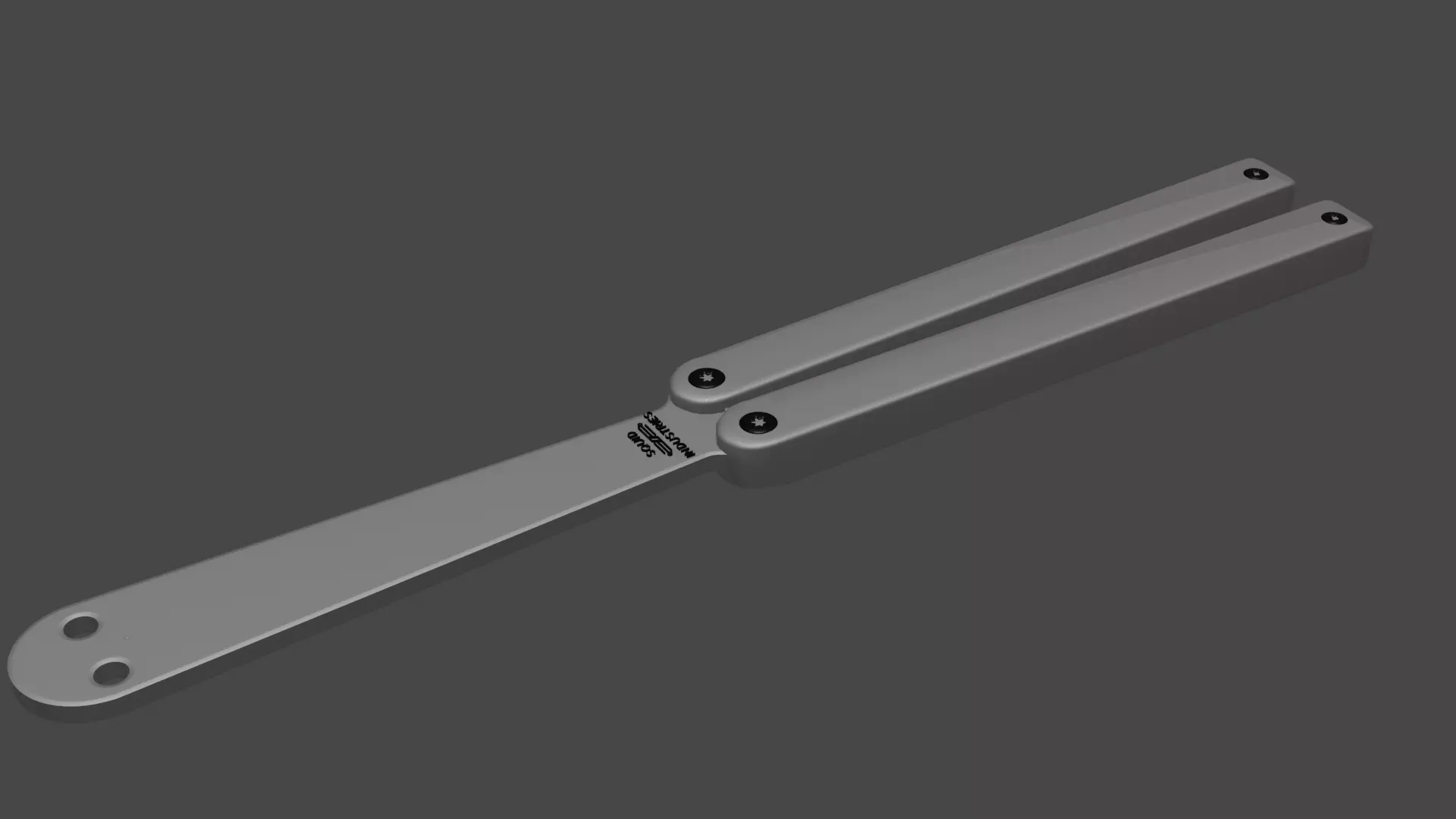 Squiddy balisong trainer  white low polygon Free low-poly 3D model_0