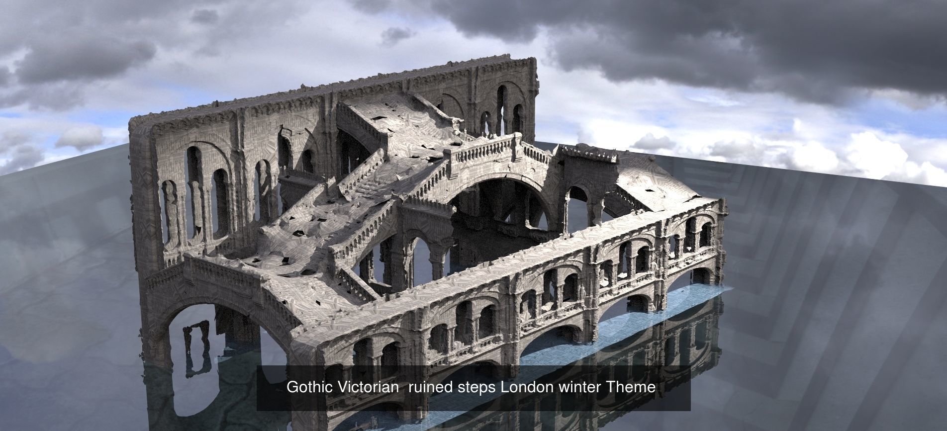 Fantasy English City architecture 1 3D Model Collection_9