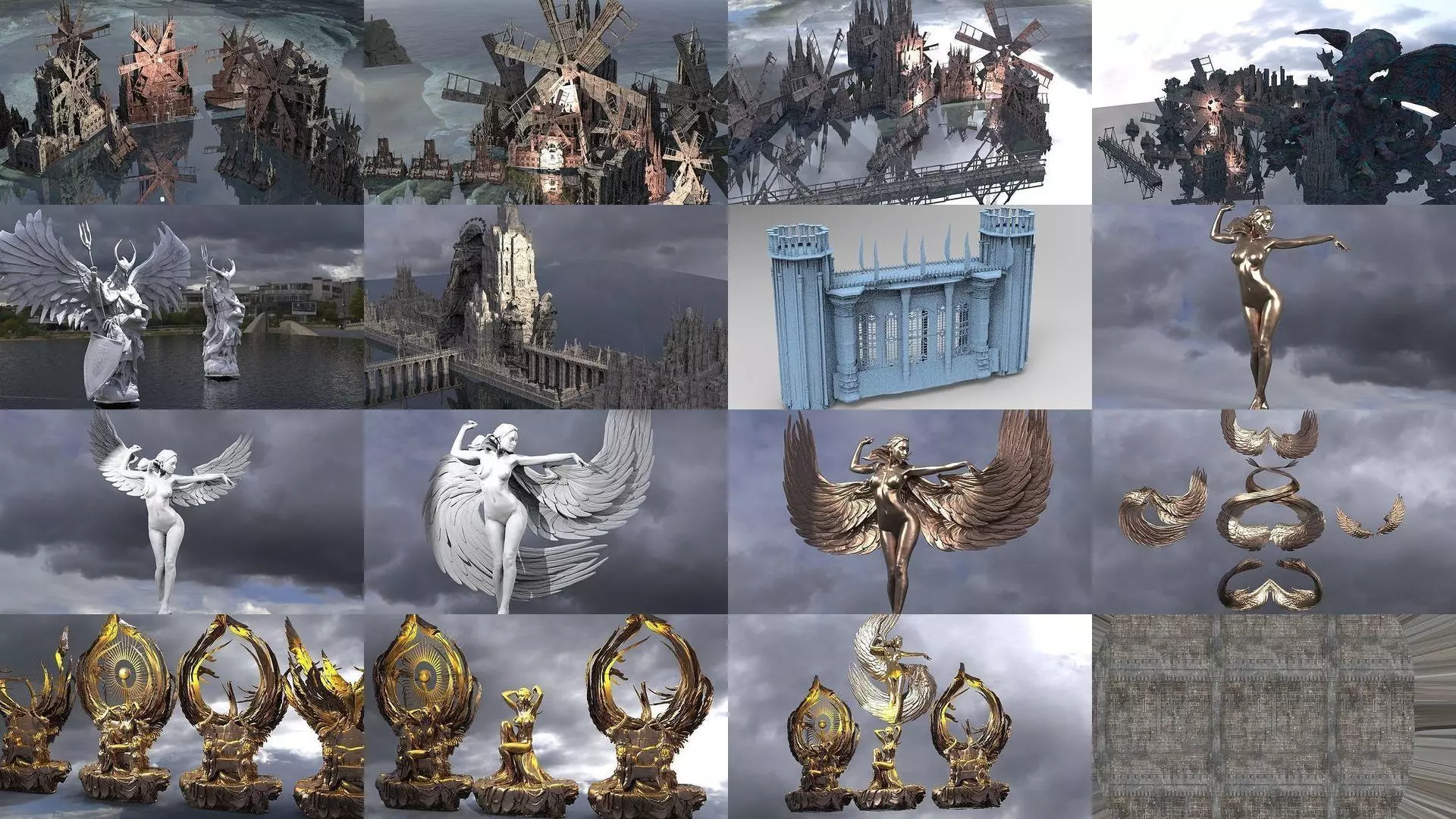 Four elements Sculpture and architecture  3D Model Collection_0