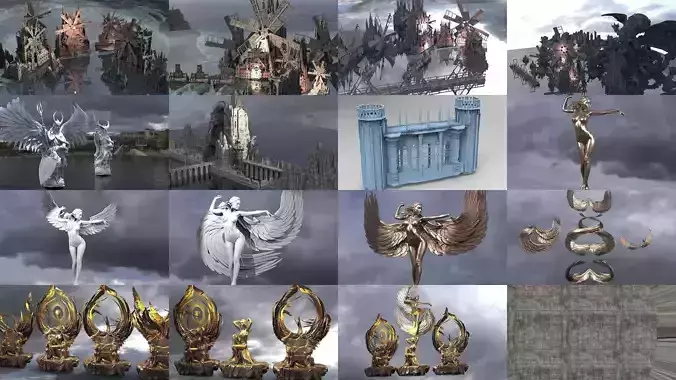 Four elements Sculpture and architecture  3D Model Collection