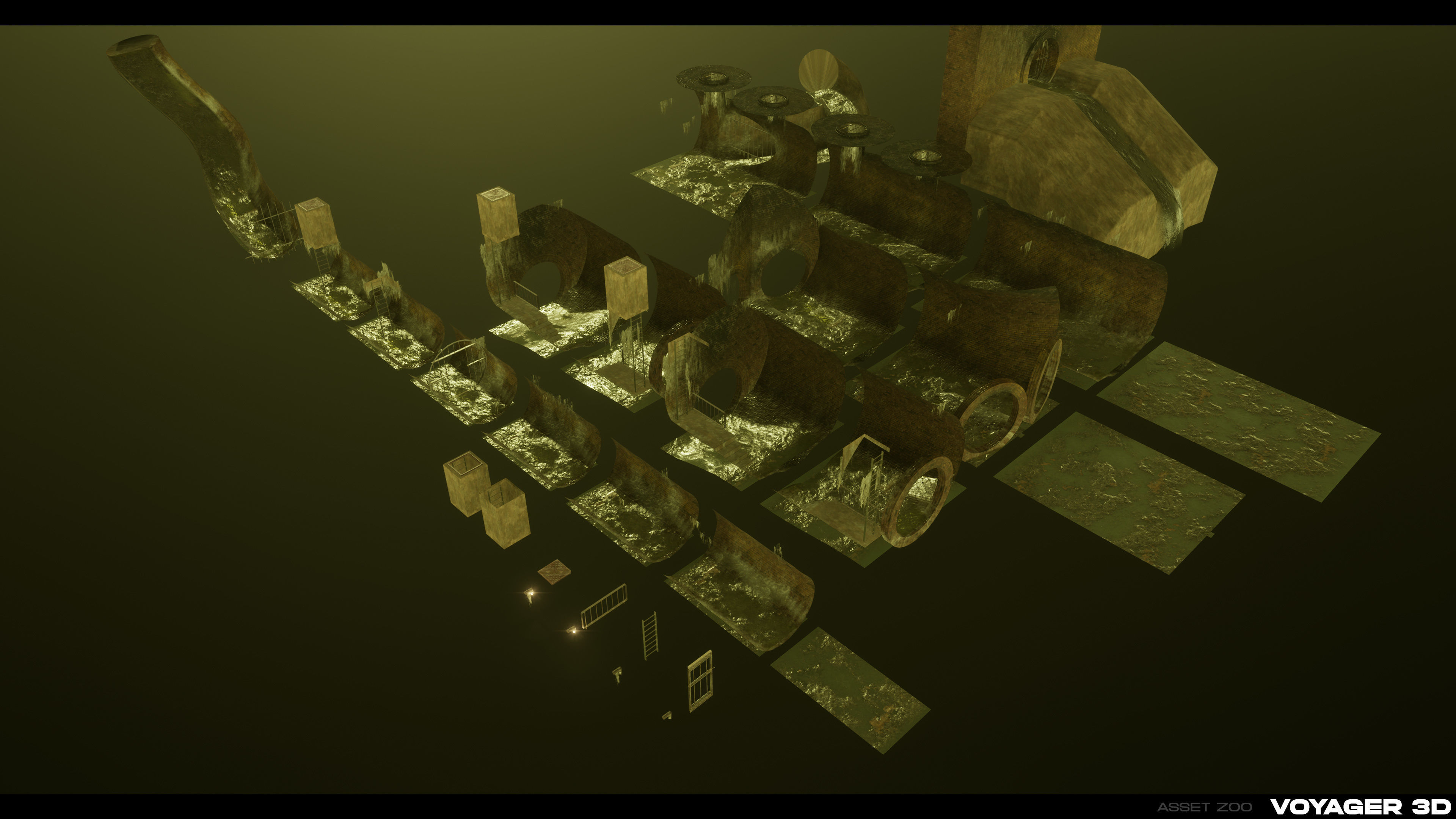 London Sewer Modular Pack Low-poly 3D model_4