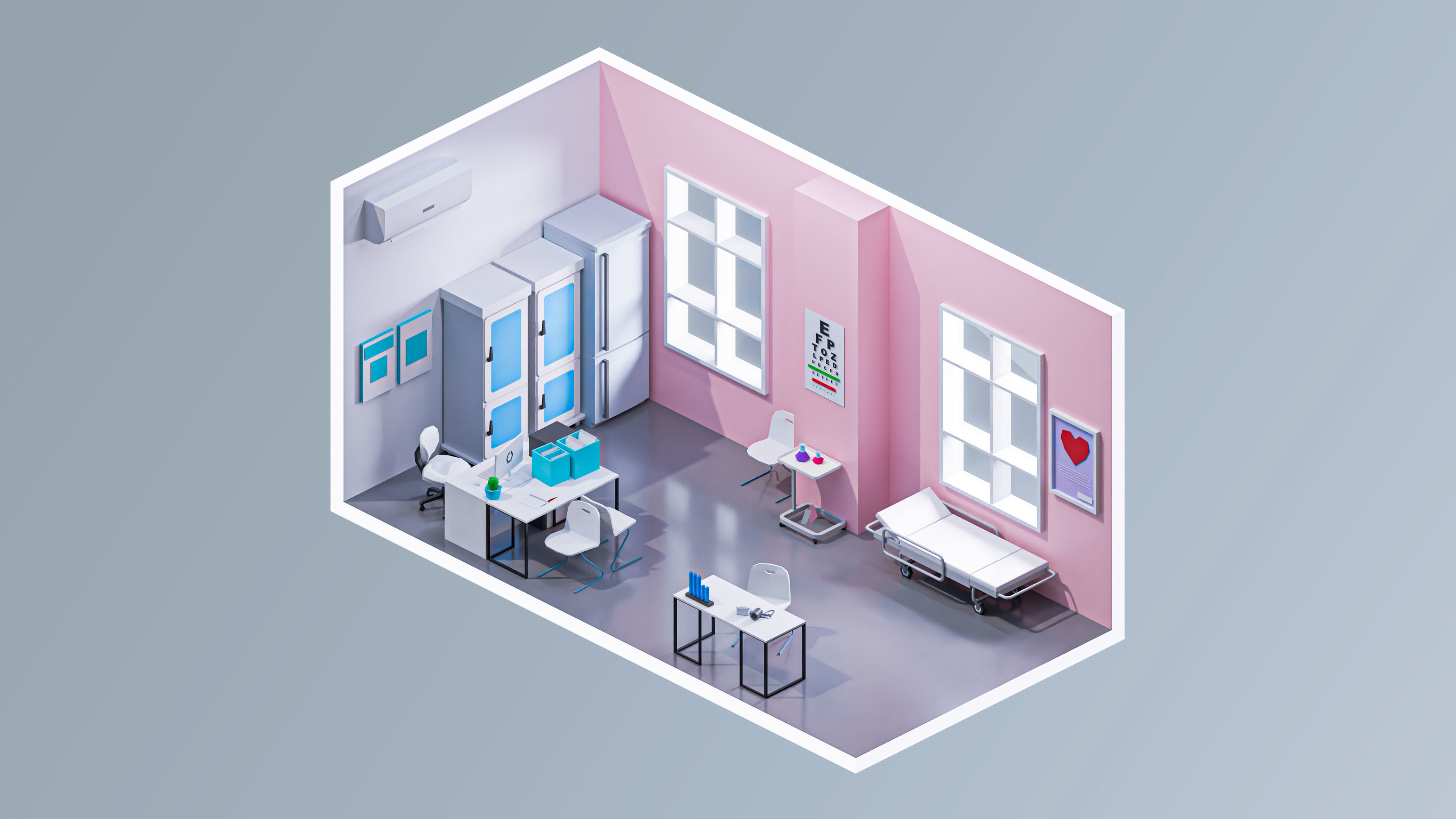 Hospital 2 Low-poly 3D model_26