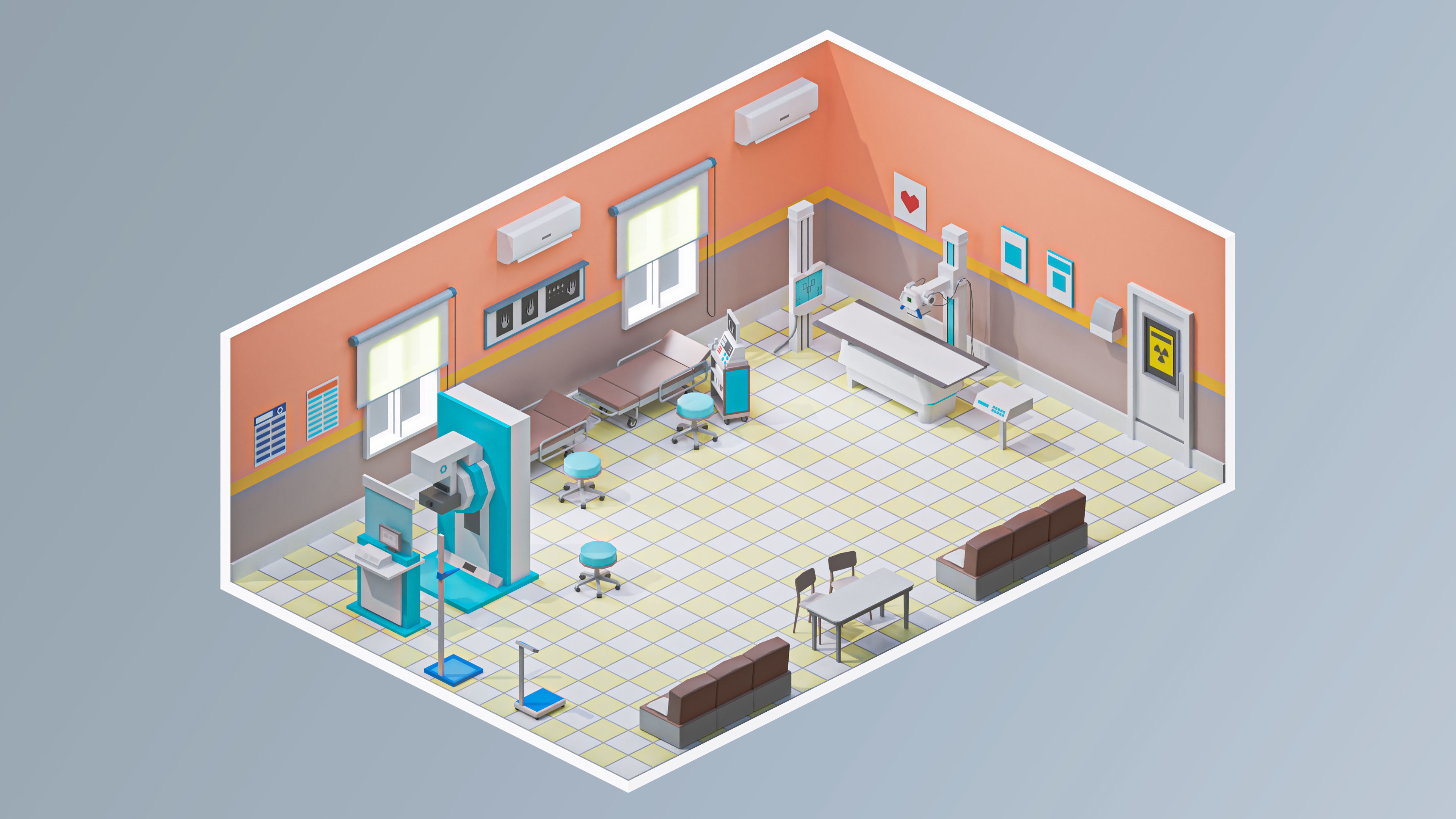 Hospital 2 Low-poly 3D model_17