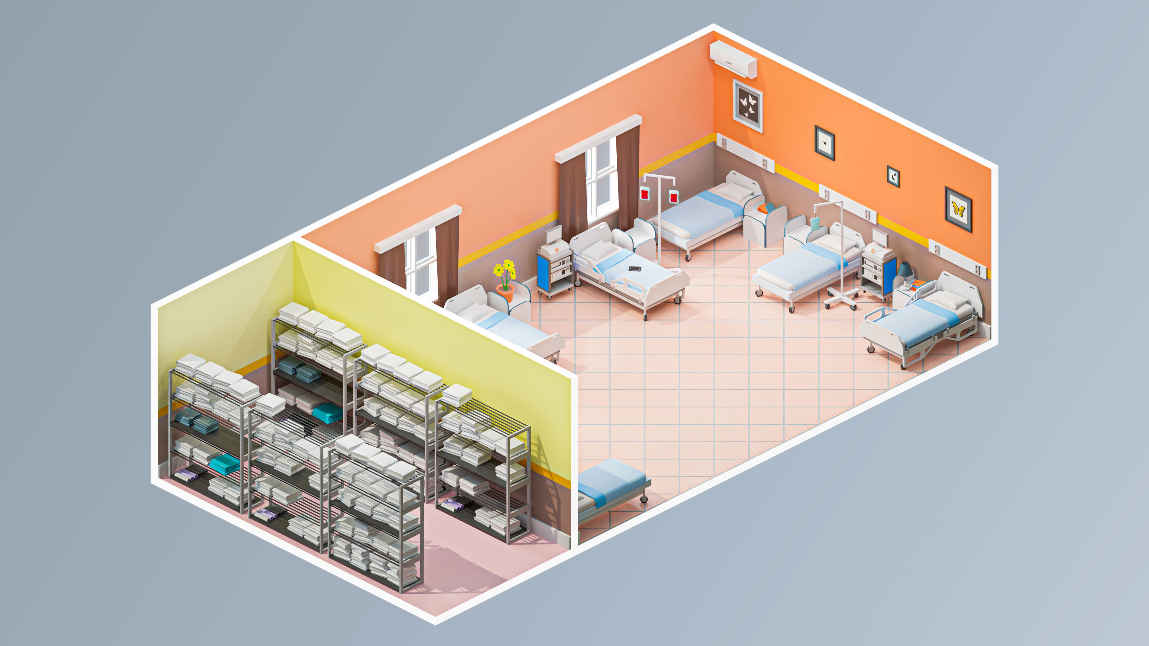 Hospital 2 Low-poly 3D model_10