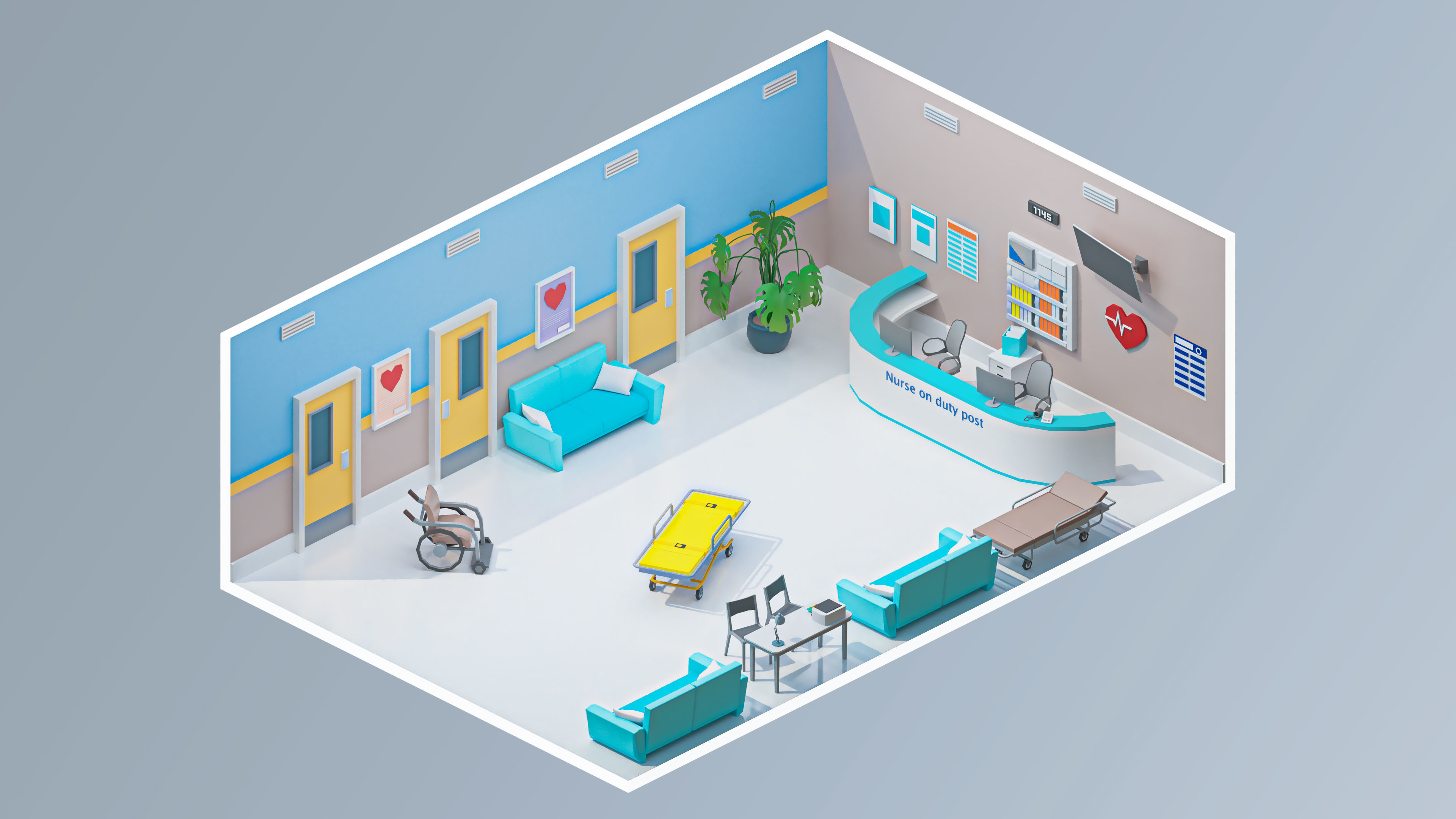 Hospital 2 Low-poly 3D model_18