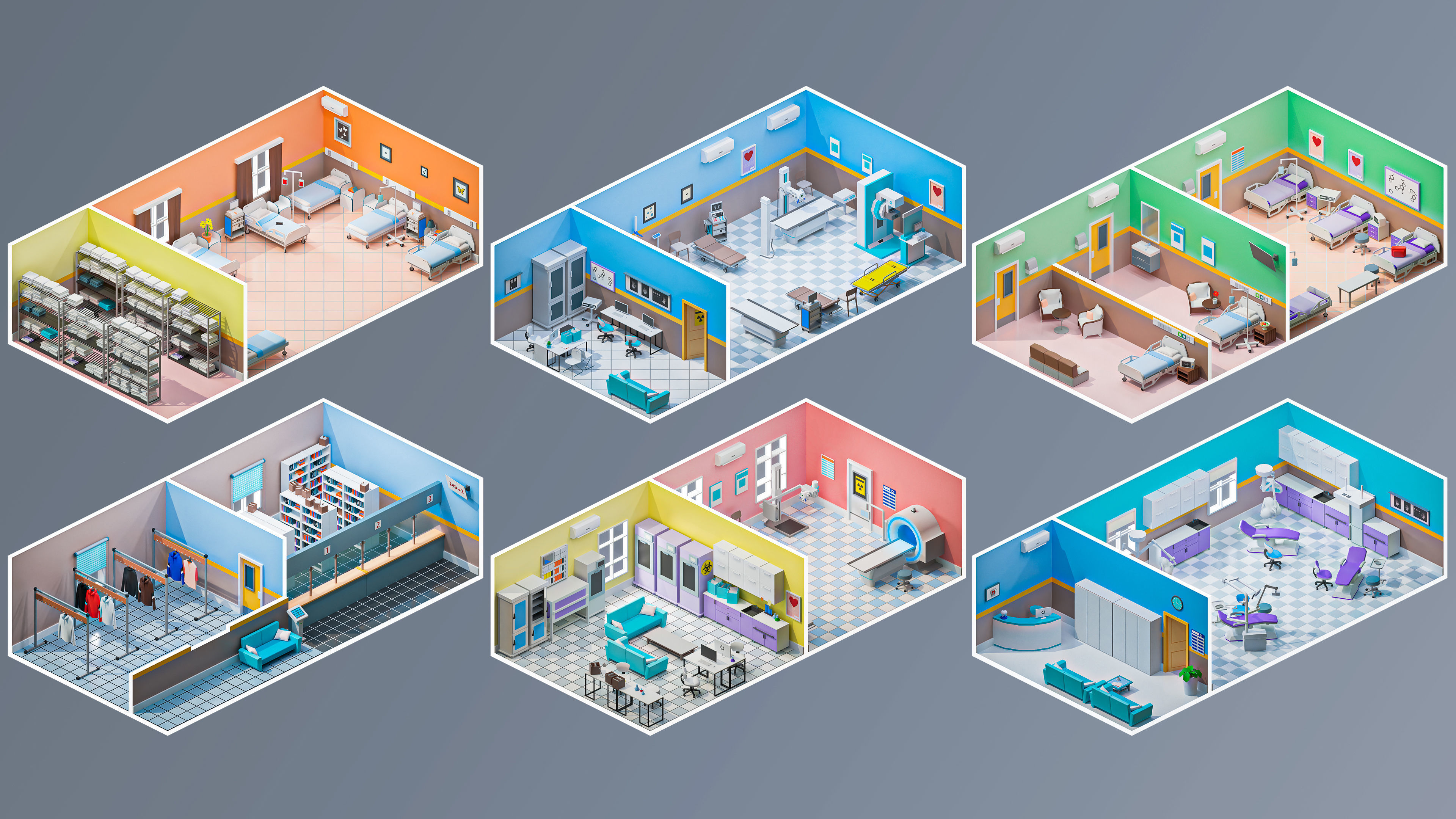 Hospital 2 Low-poly 3D model_3