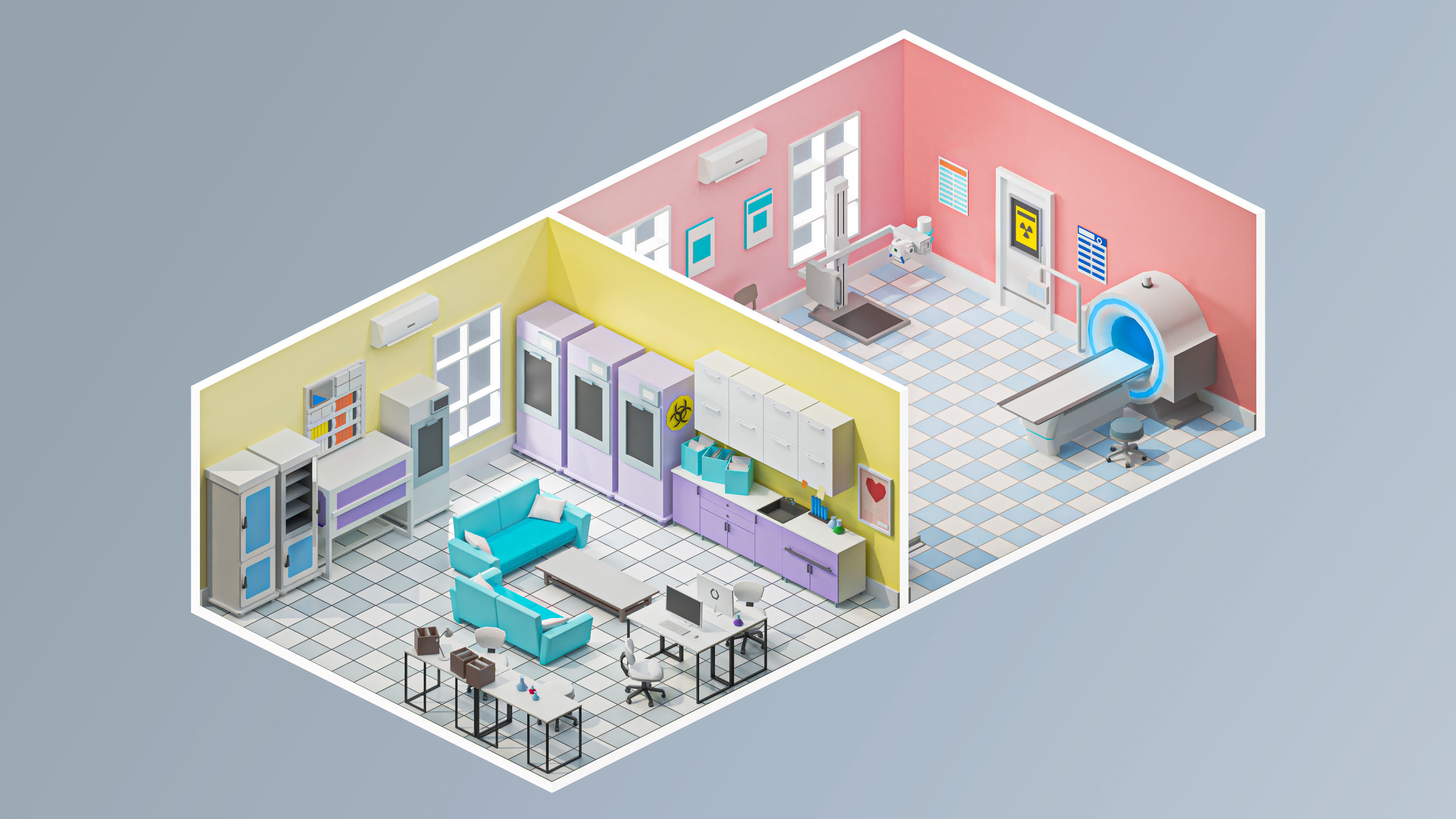 Hospital 2 Low-poly 3D model_8