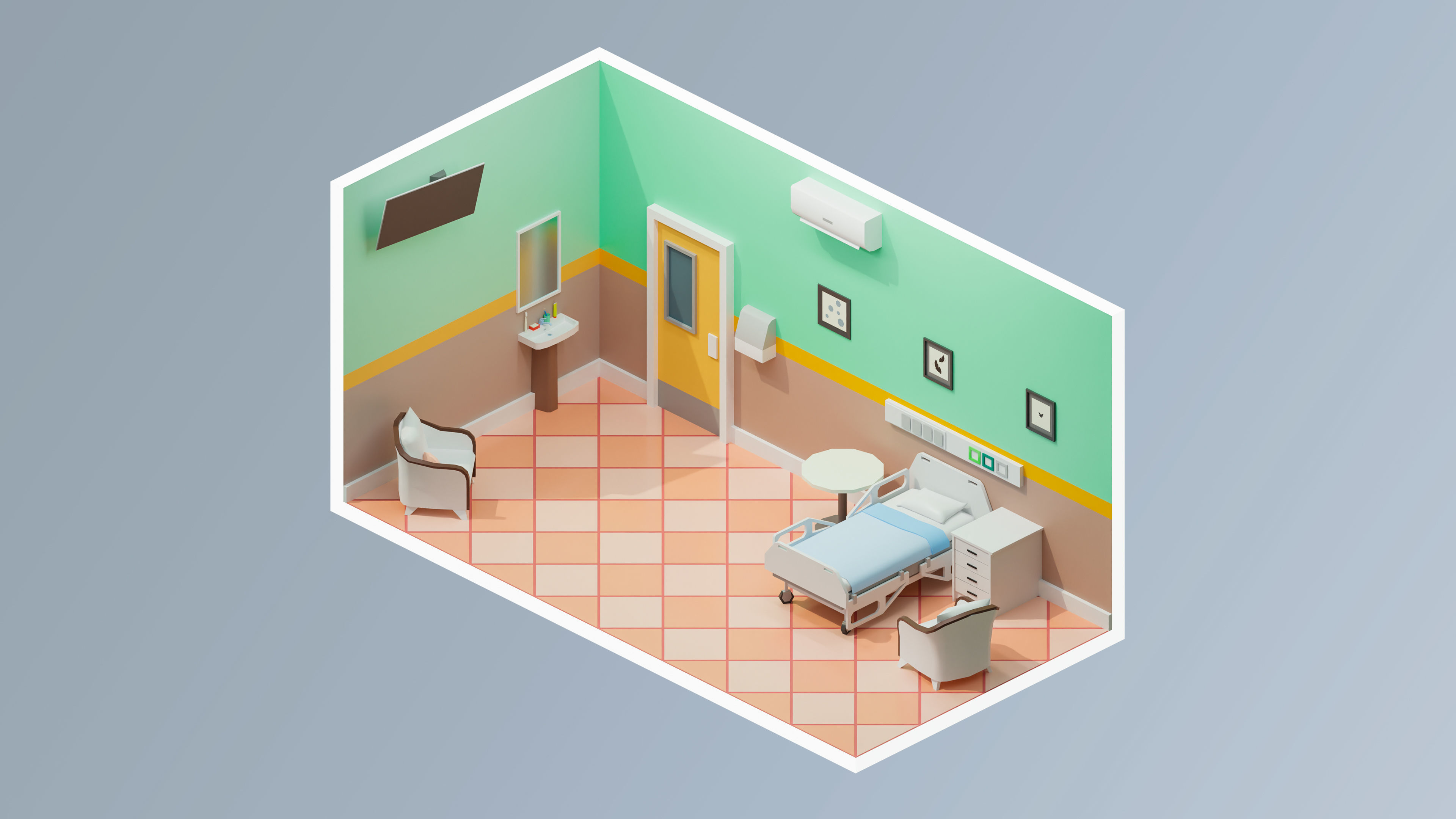 Hospital 2 Low-poly 3D model_29