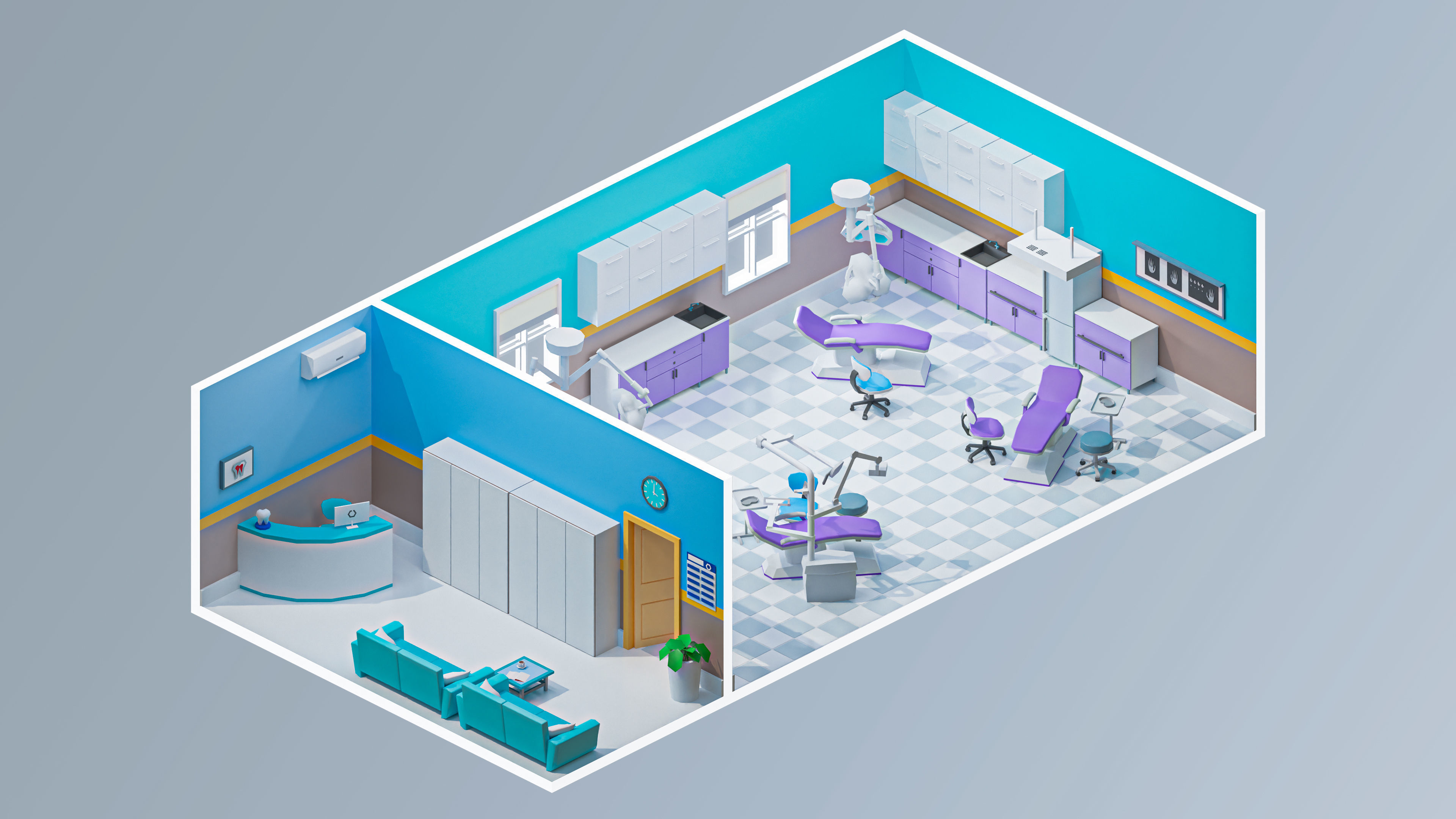 Hospital 2 Low-poly 3D model_11