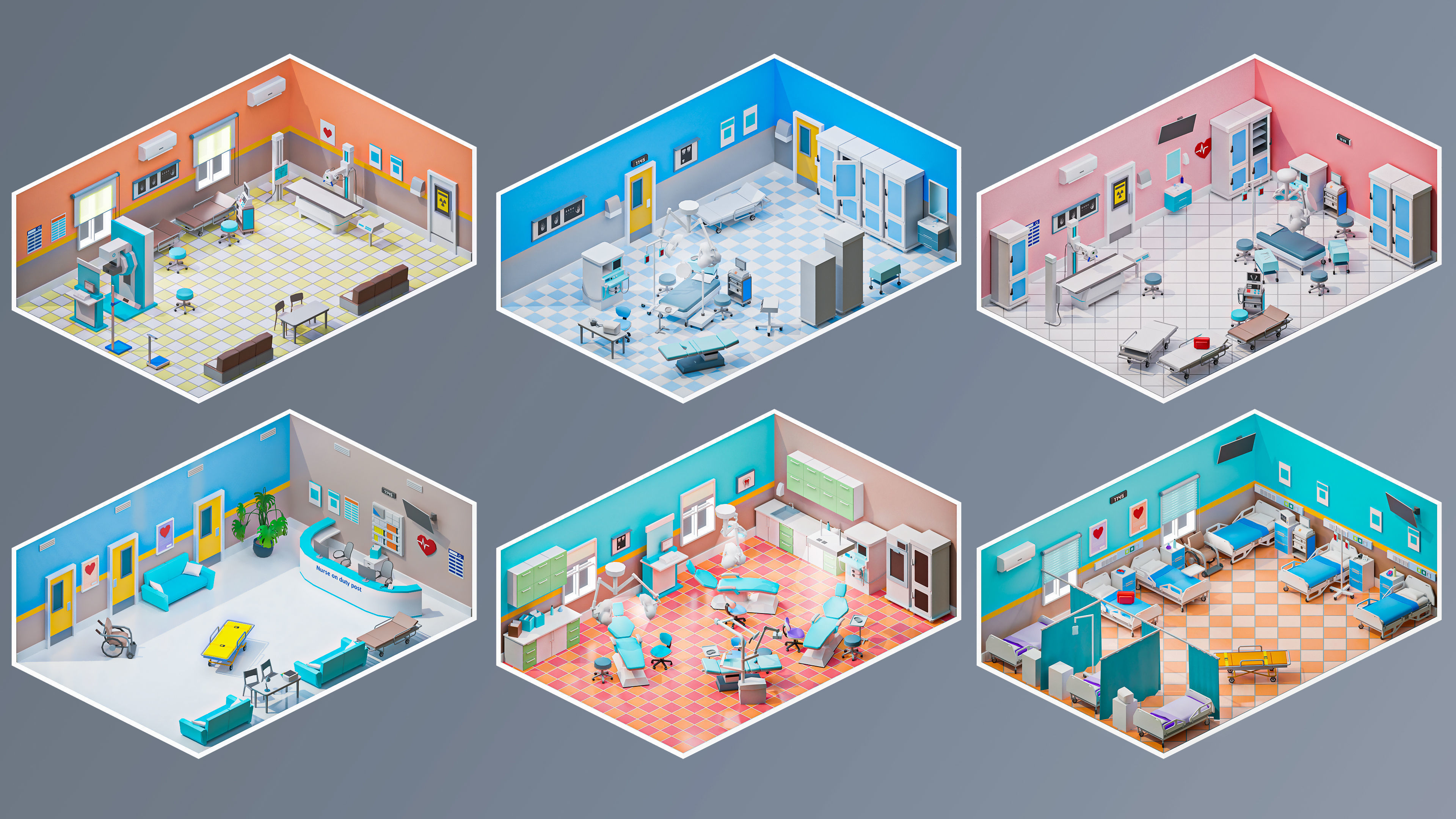 Hospital 2 Low-poly 3D model_4
