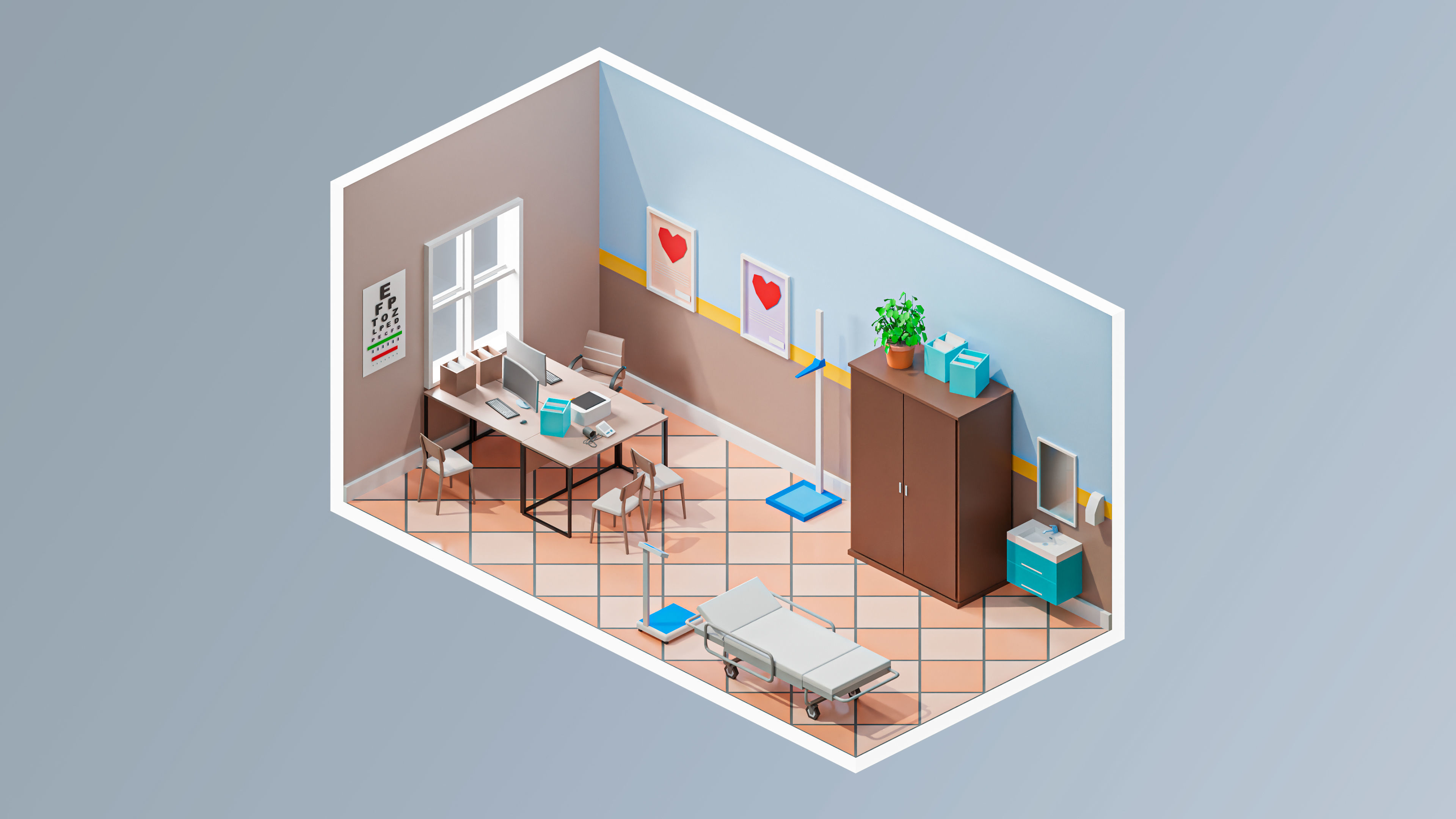 Hospital 2 Low-poly 3D model_28