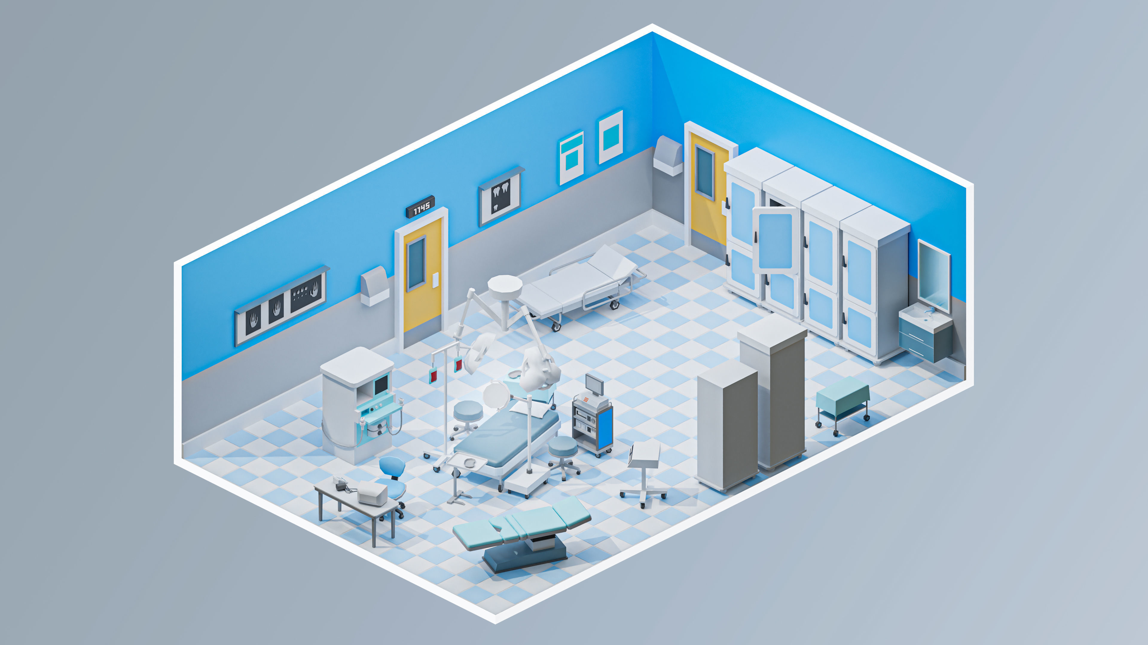 Hospital 2 Low-poly 3D model_14