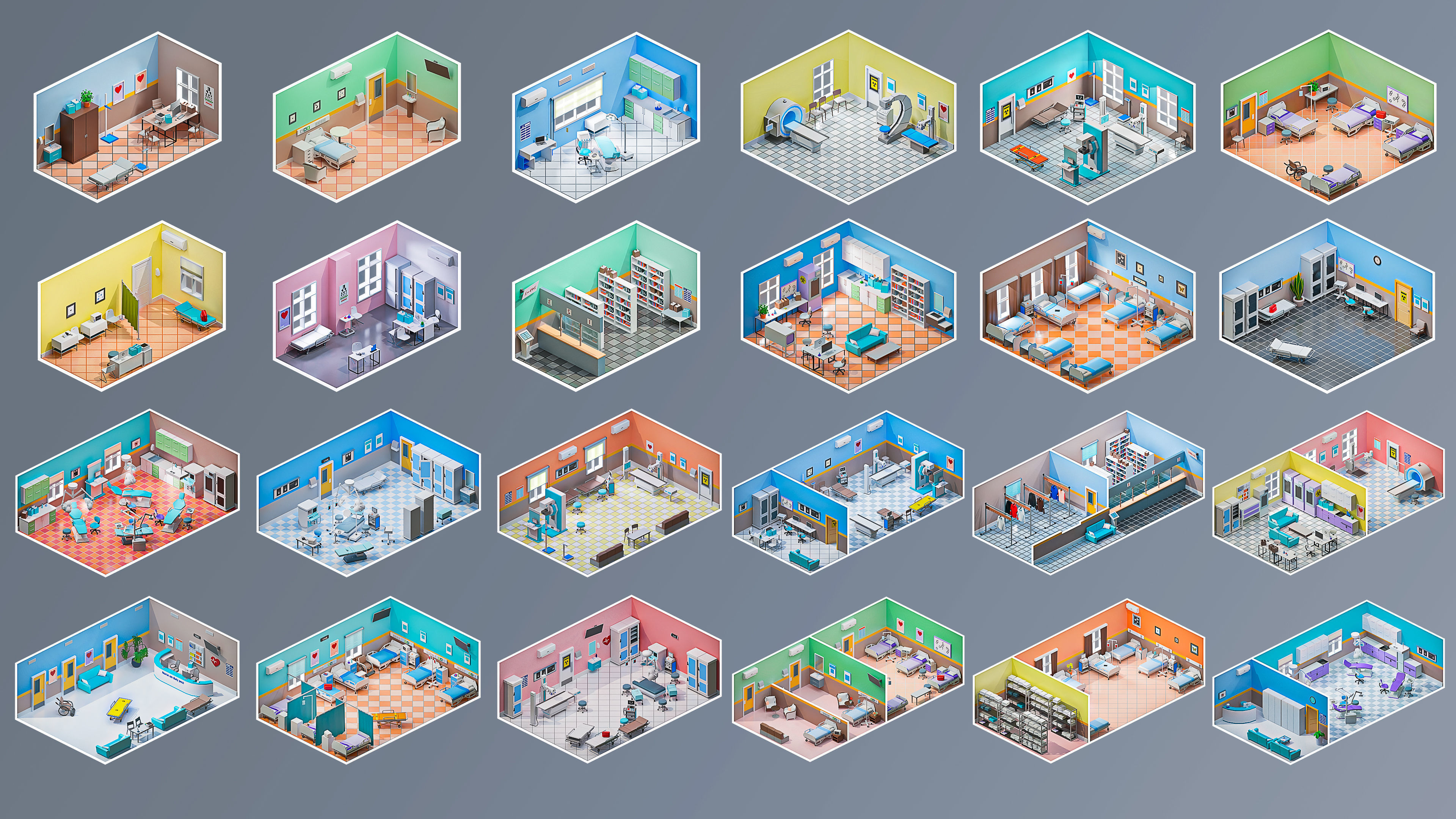 Hospital 2 Low-poly 3D model_2