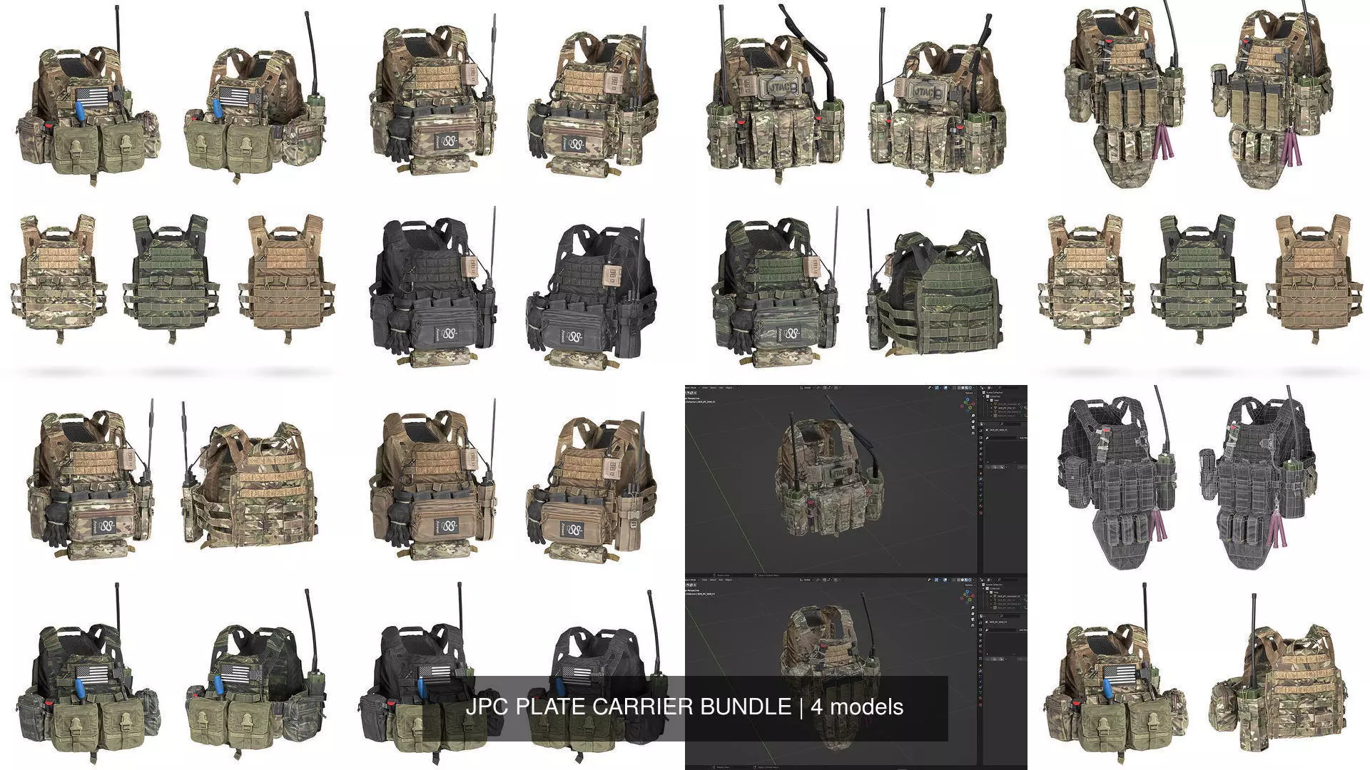JPC PLATE CARRIER BUNDLE 3D Model Collection_1