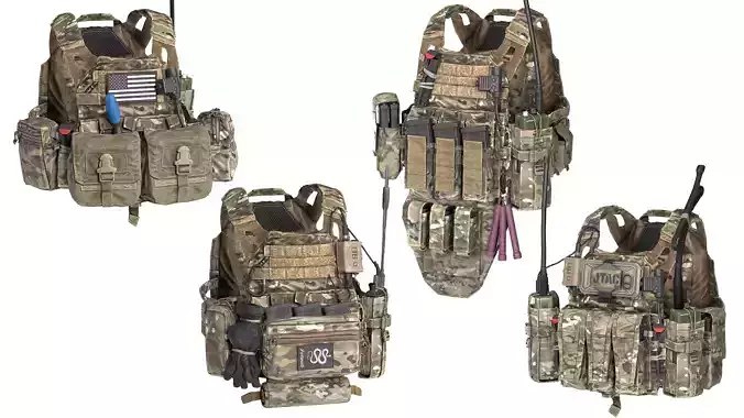 JPC PLATE CARRIER BUNDLE 3D Model Collection