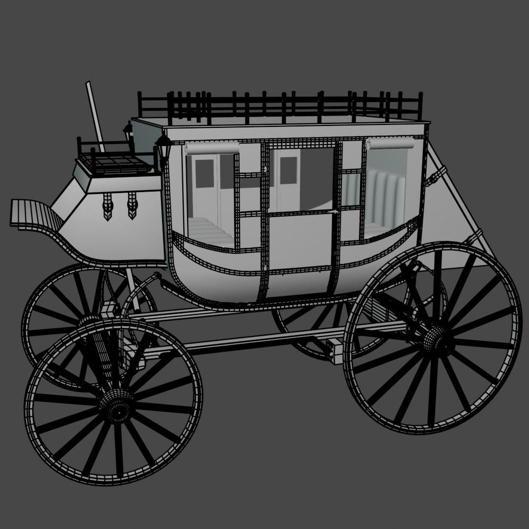 Highly Detailed Vintage Stagecoach 3D model_1