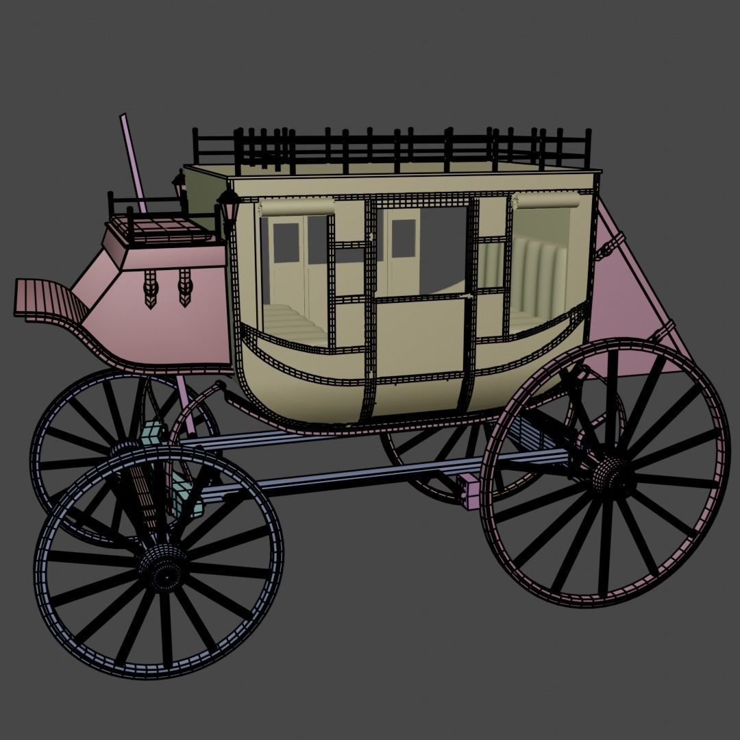 Highly Detailed Vintage Stagecoach 3D model_2