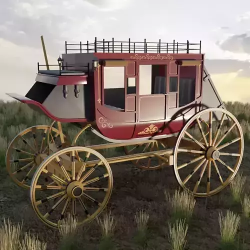 Highly Detailed Vintage Stagecoach 3D model