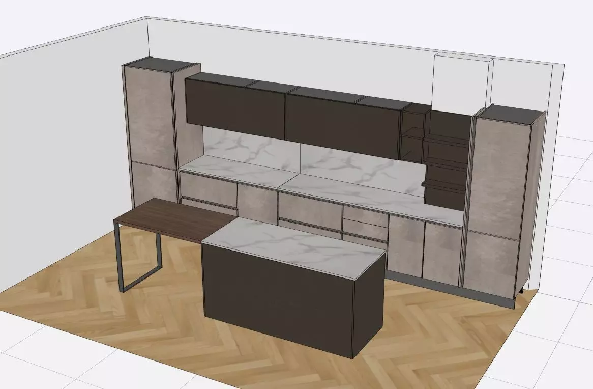 Minimalist Kitchen Interior Scene 3D model 3D model_0