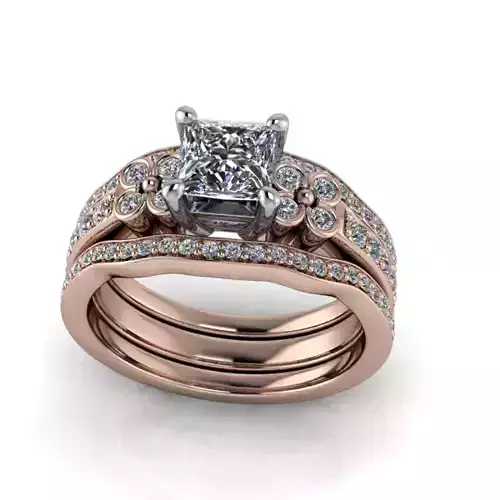 Designer Princess cut 4 Side BezelSet Stone Ring Modern Look 