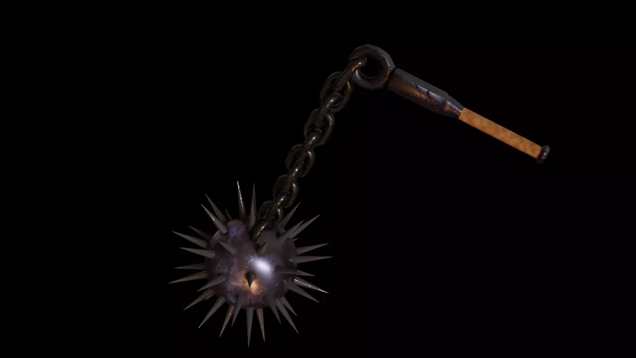 iron flail Low-poly 3D model_0
