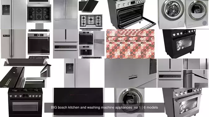 BIG bosch kitchen and washing machine appliances  no 1 3D Model Collection