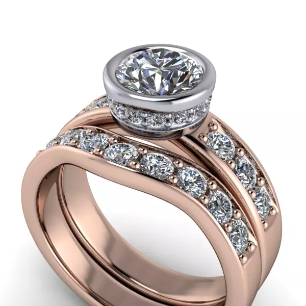 Modern Designer Bezel set Hidden Halo Solitaire Dia bridal Ring 3D print model