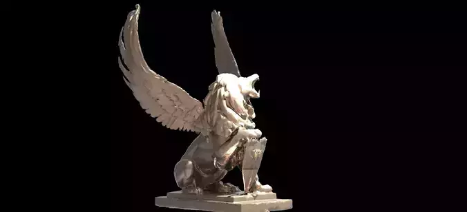 Lion statue With wings  2 Low poly 