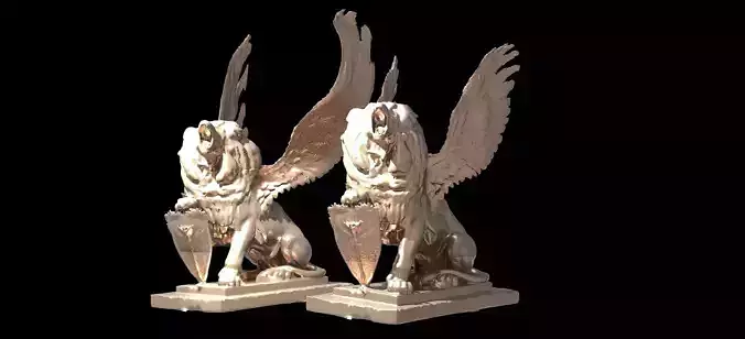Lion statue With wings 2 versions 3D model