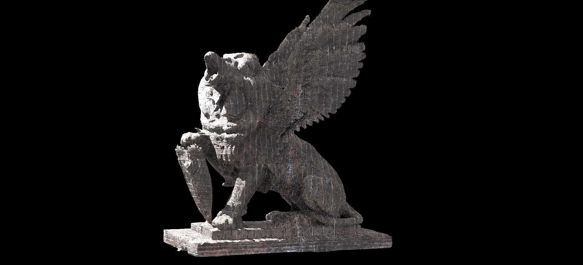 Dark Lion statue With wings Low poly 2 3D model_1