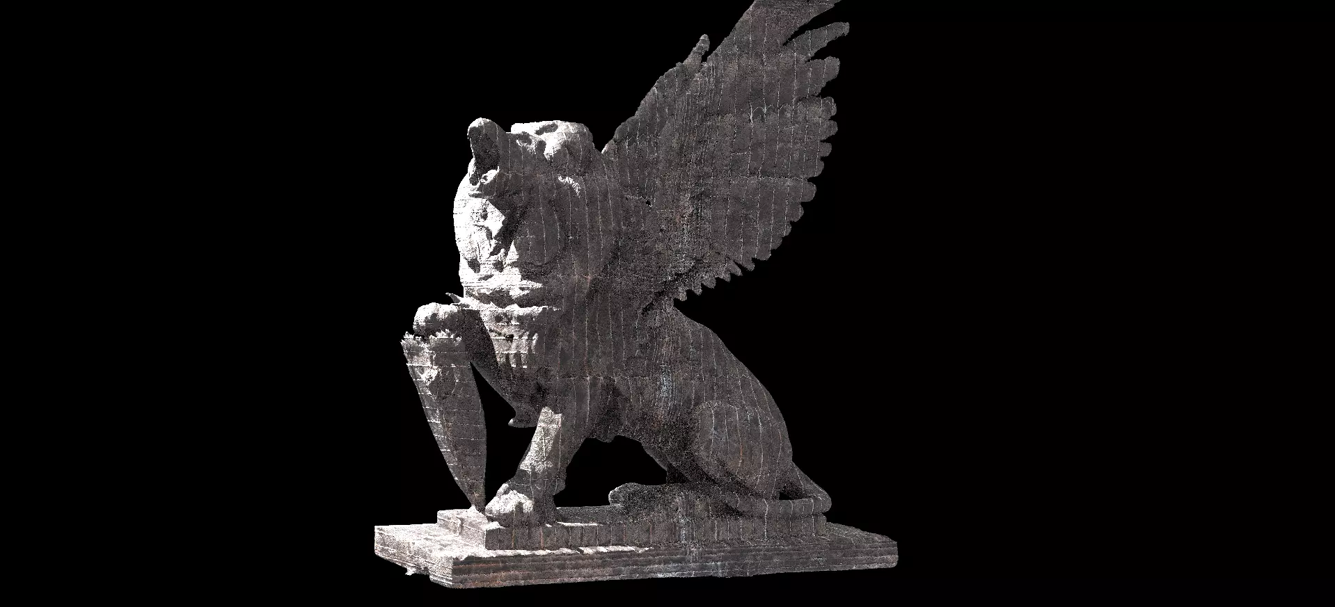 Dark Lion statue With wings Low poly 2 3D model_0