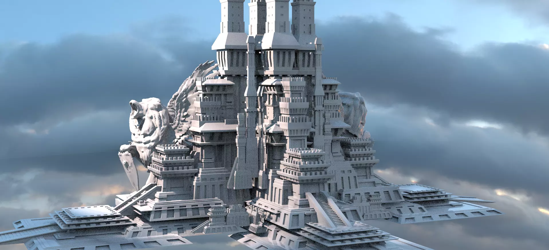 Ancient Lion Tower 1 3D model