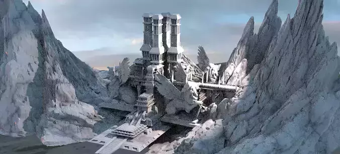 Lion Ancient Temple towers Cliffs  