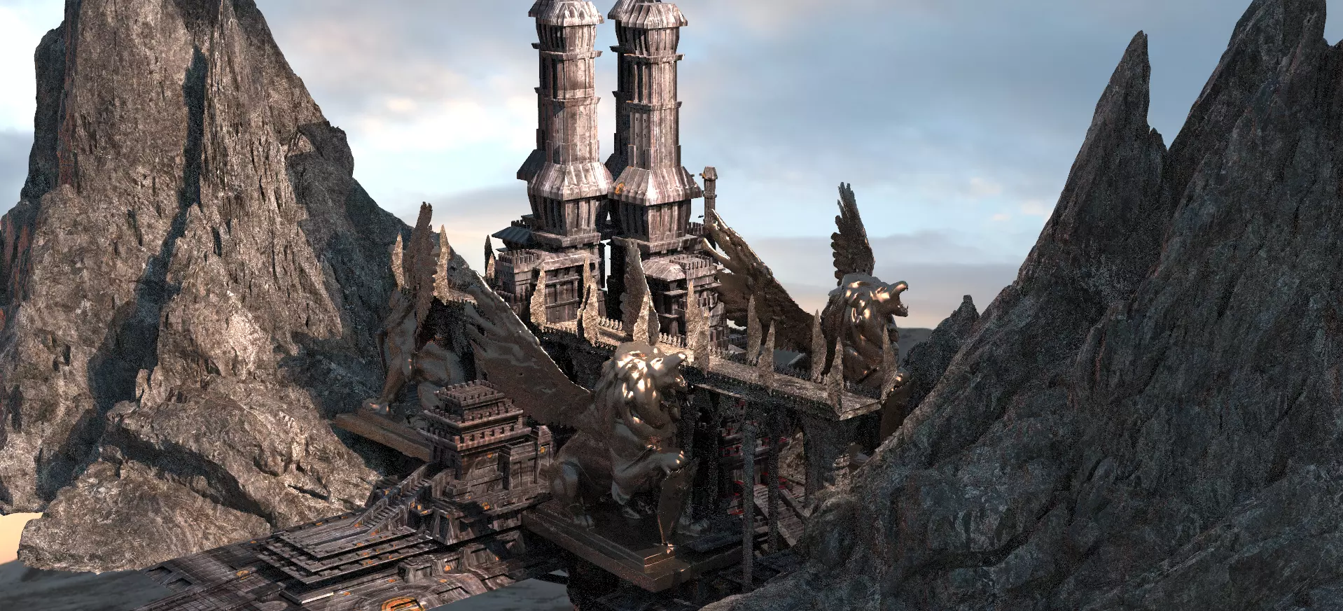 Lion Ancient Temple City kitbash 3D model