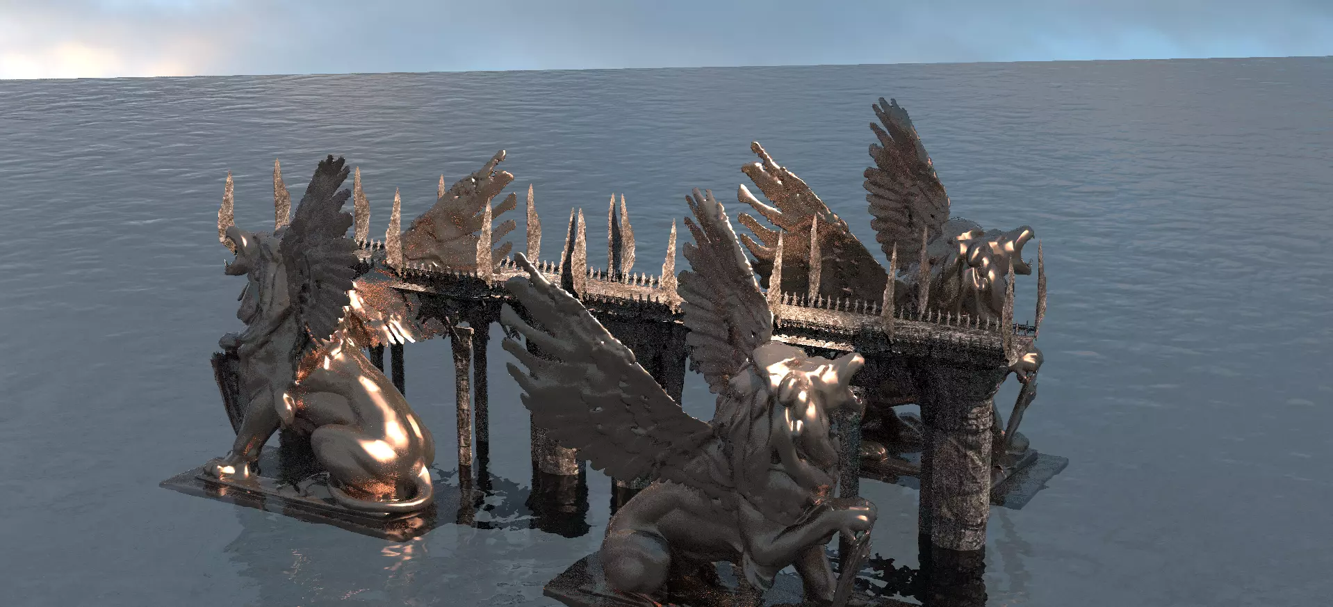 Lions Ancient Bridges 3D model
