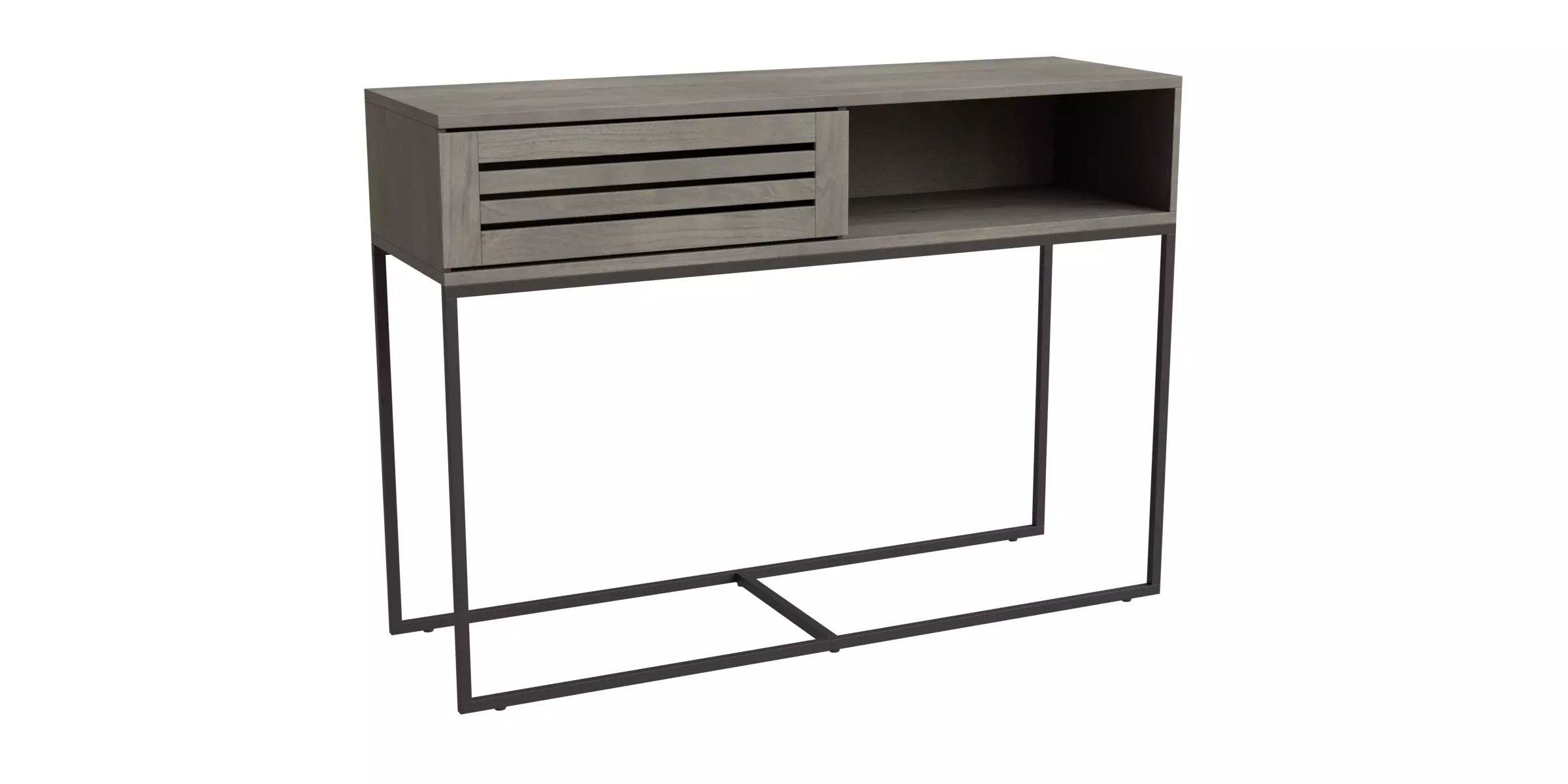 Modern Boho Slatted Dropdown Door Console Table Low-poly 3D model_0