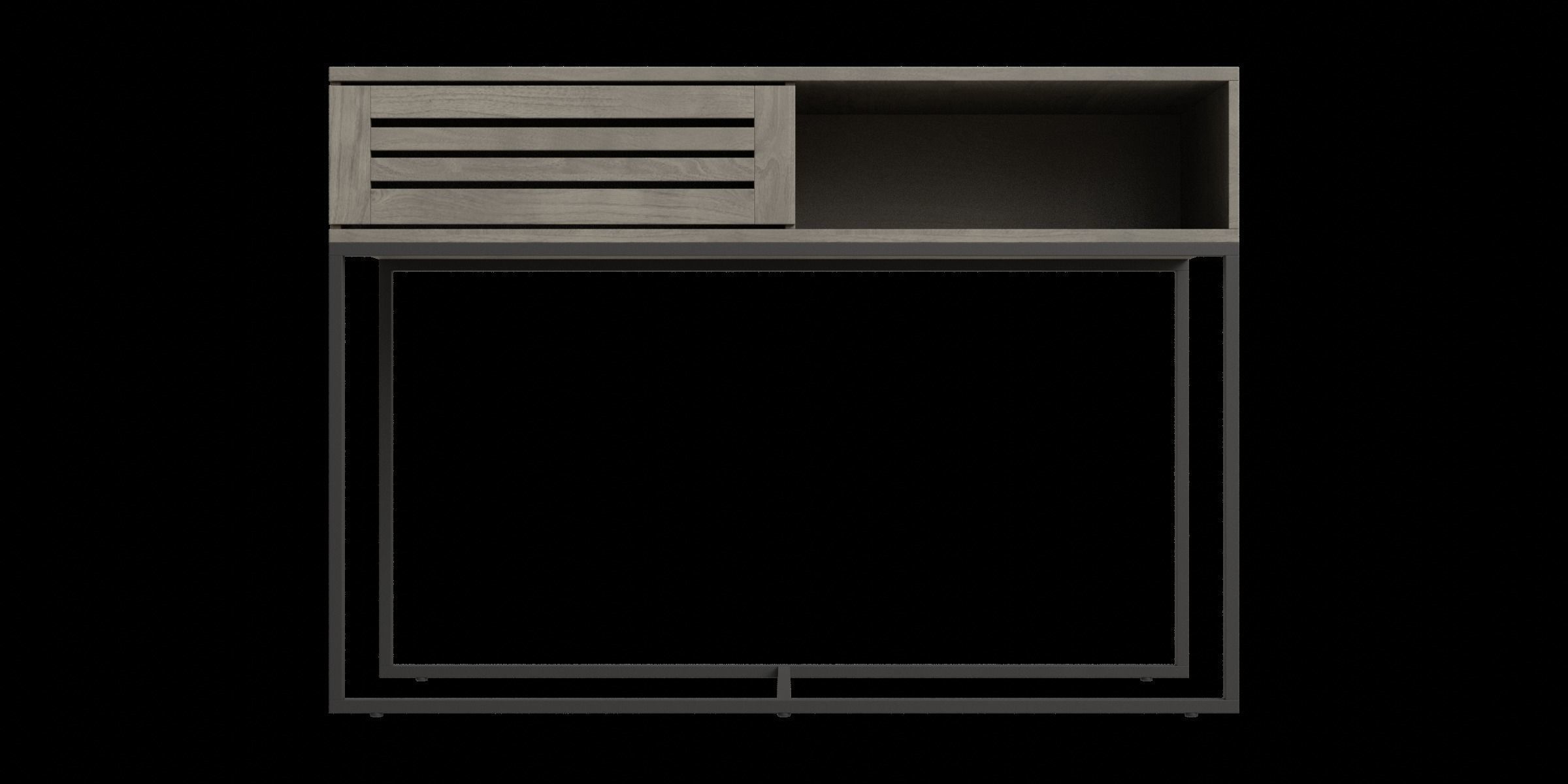 Modern Boho Slatted Dropdown Door Console Table Low-poly 3D model_4