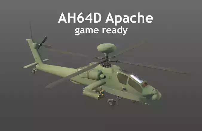 Helicopter AH64D Apache gameready Low-poly 3D model Low-poly 3D model