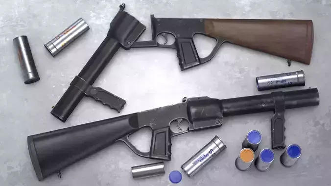 Federal Riot Gun Model 203-A - Game Asset Low-poly 3D model