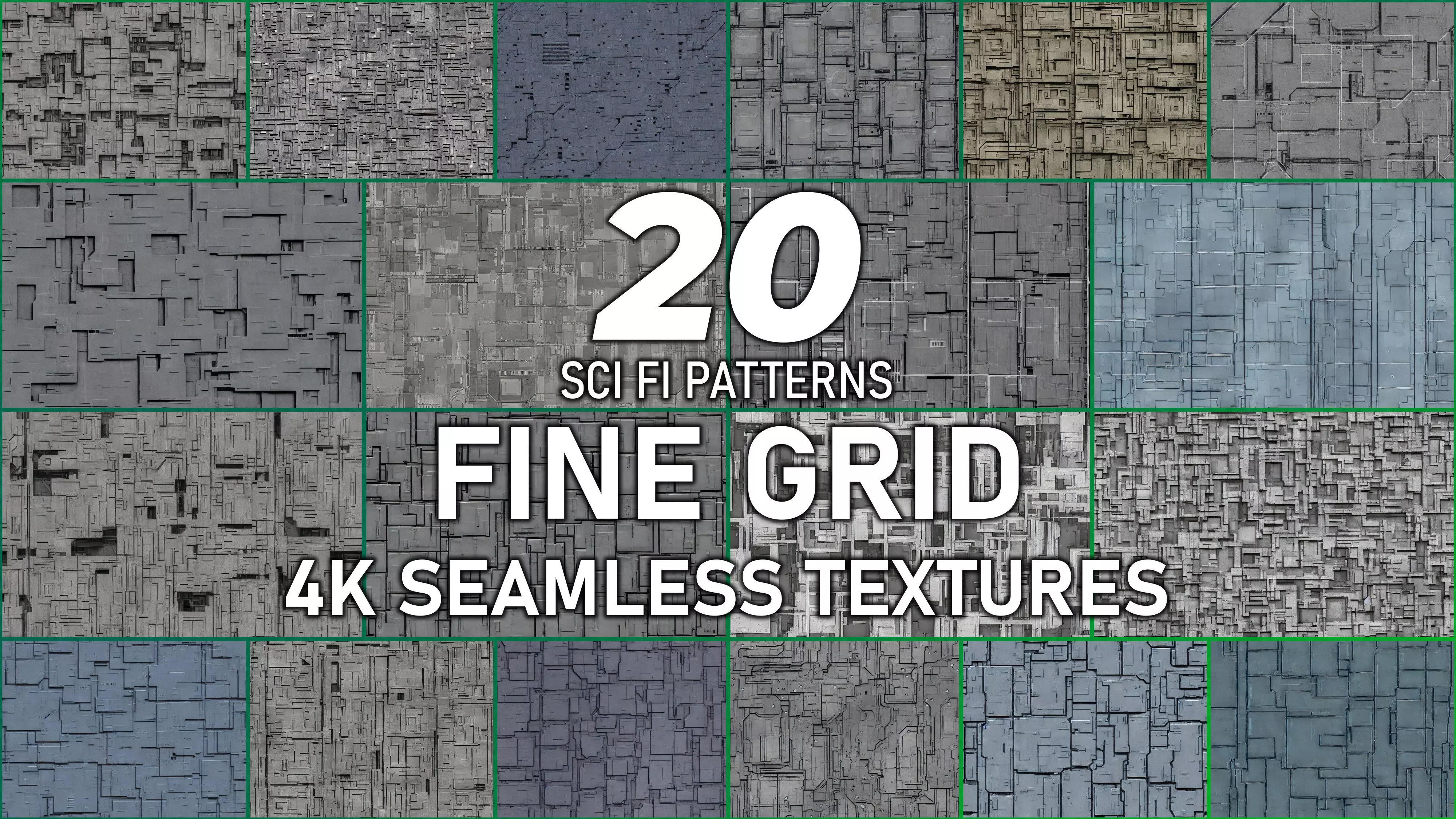 20 Seamless Sci-fi Panels - Fine Grid Texture_0