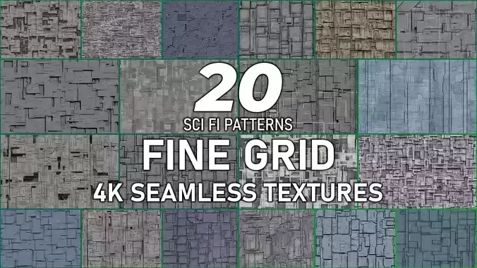 20 Seamless Sci-fi Panels - Fine Grid Texture