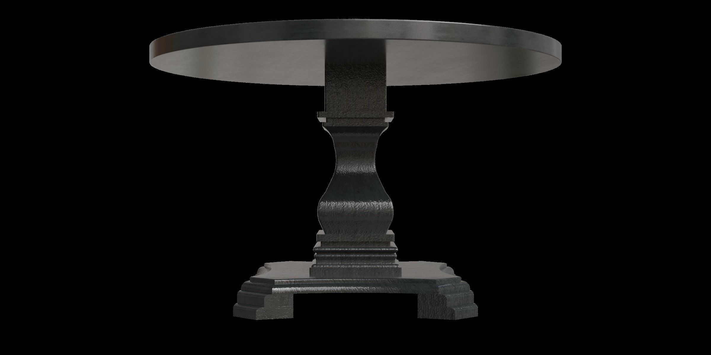 Traditional Style Wooden Round Top Dining Table Low-poly 3D model_3