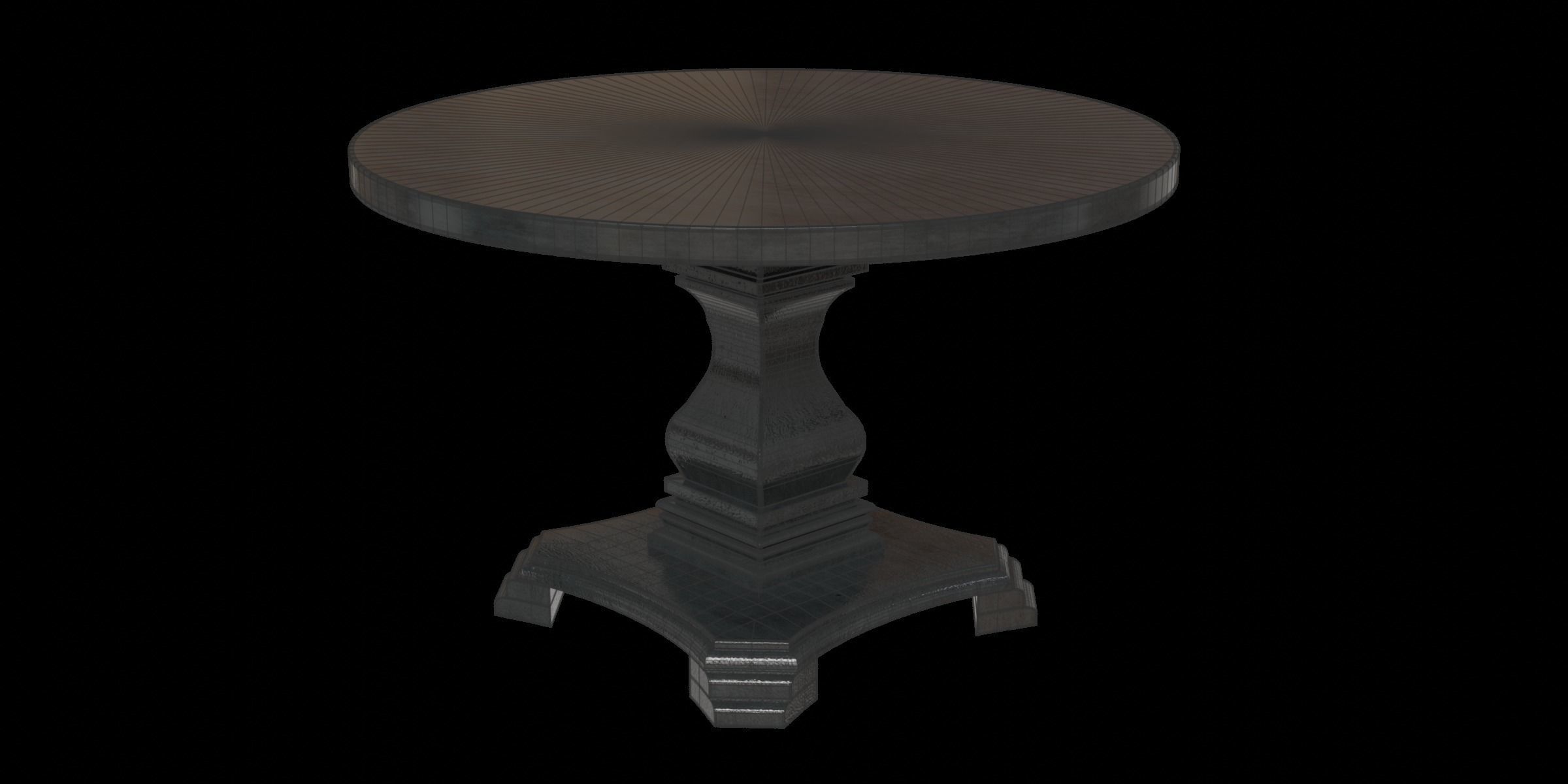 Traditional Style Wooden Round Top Dining Table Low-poly 3D model_2