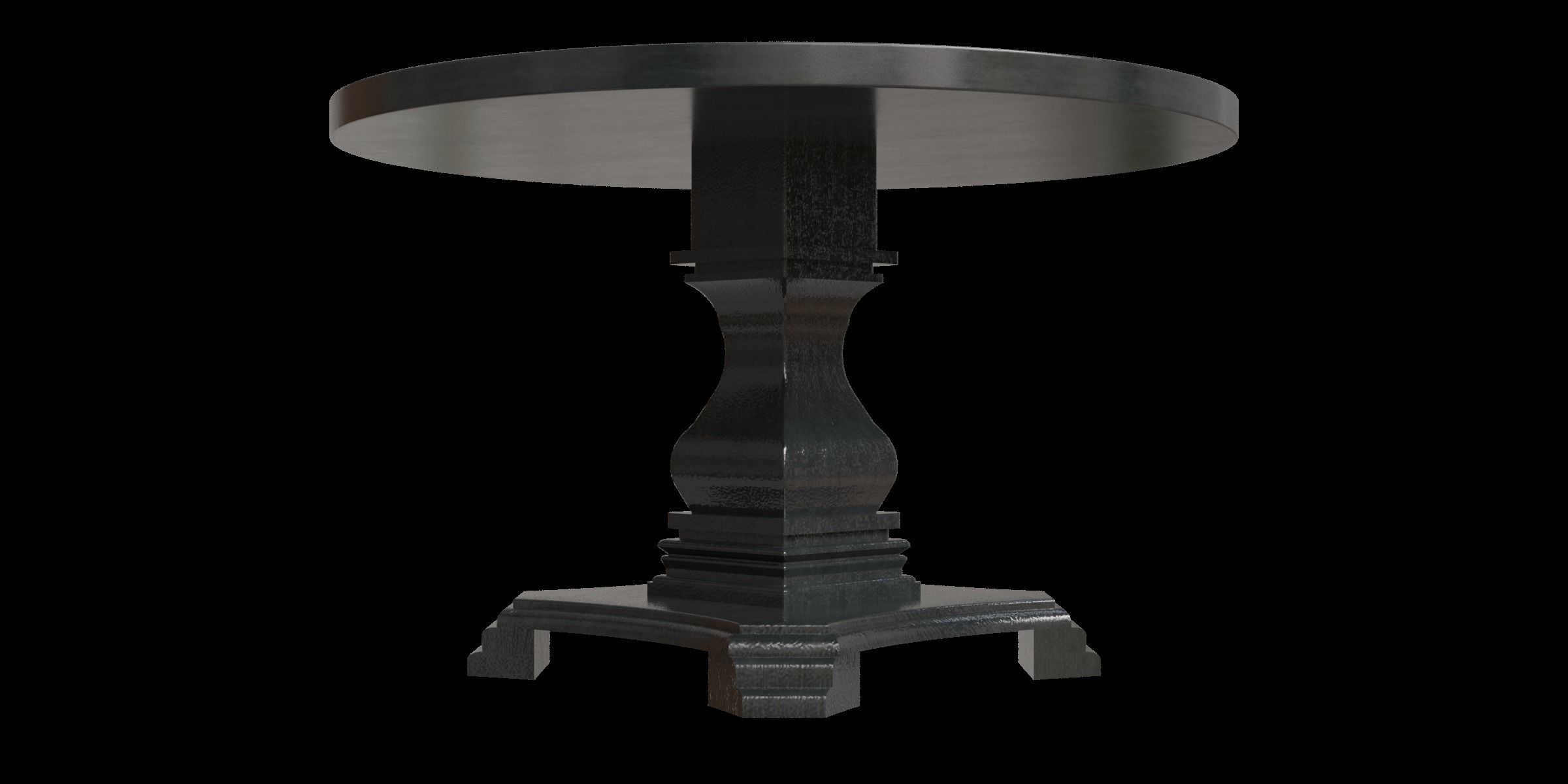 Traditional Style Wooden Round Top Dining Table Low-poly 3D model_4