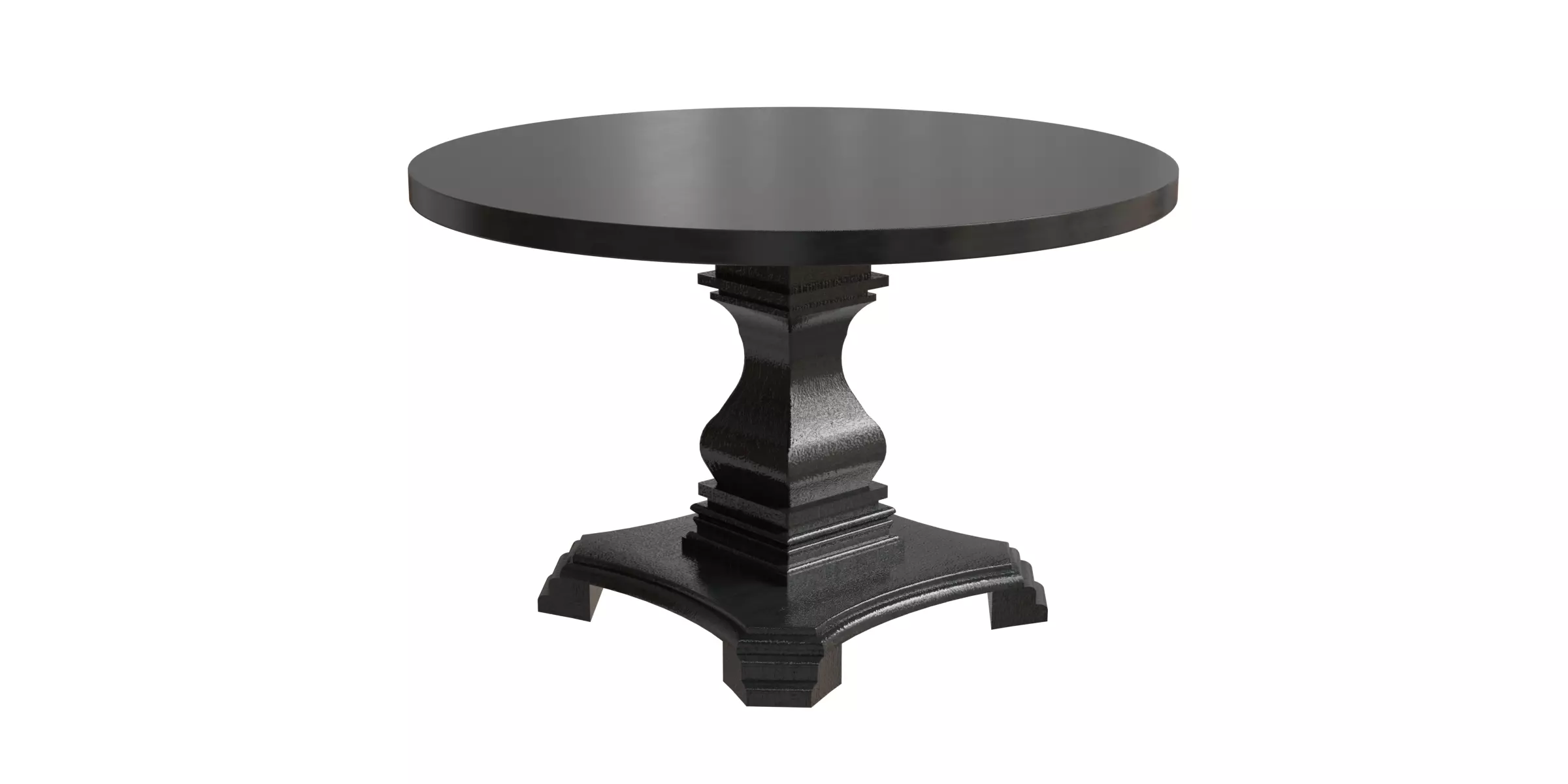Traditional Style Wooden Round Top Dining Table Low-poly 3D model_0