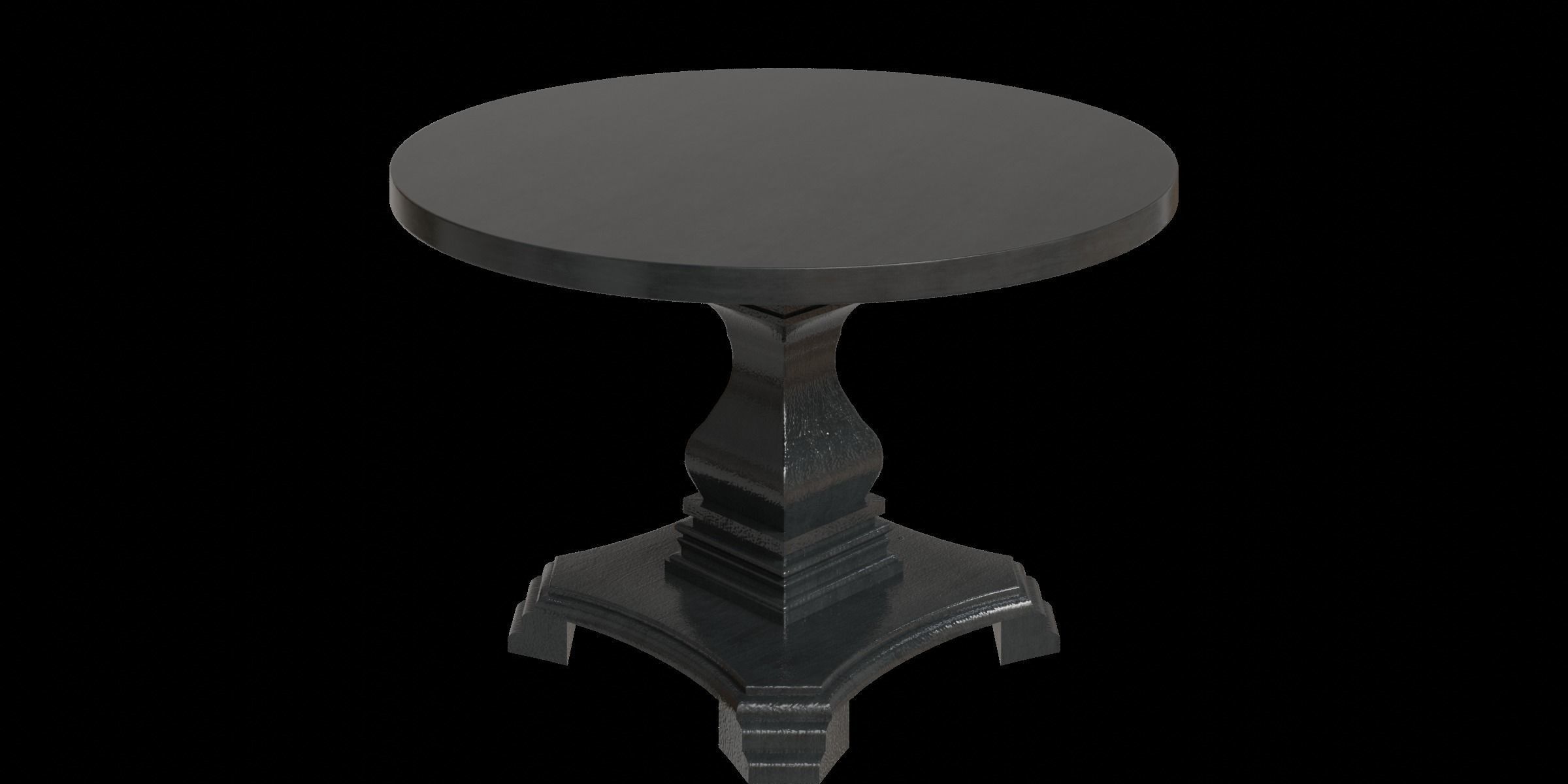 Traditional Style Wooden Round Top Dining Table Low-poly 3D model_6