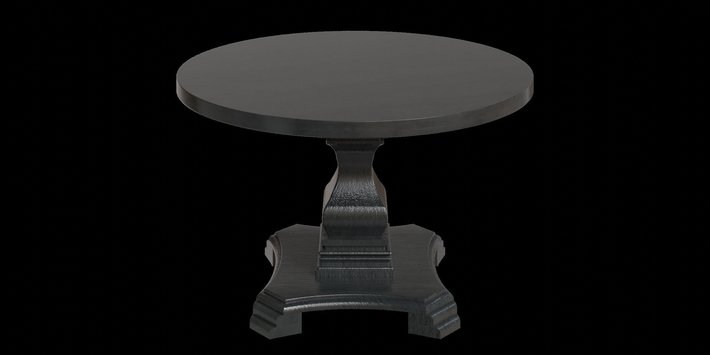 Traditional Style Wooden Round Top Dining Table Low-poly 3D model_5