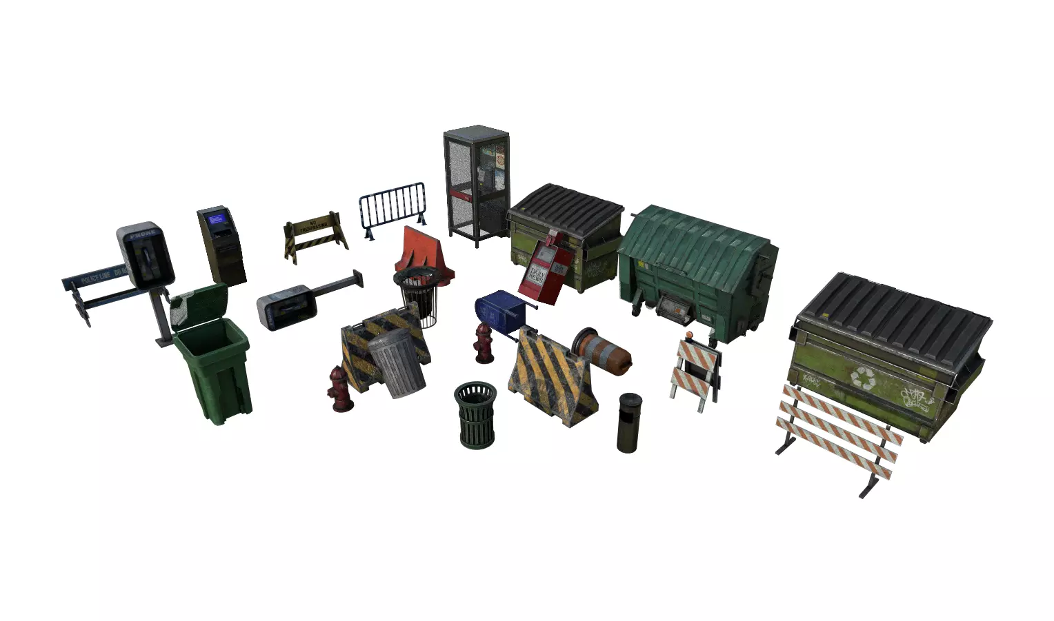 Street Props Pack 2 Low-poly 3D model_0