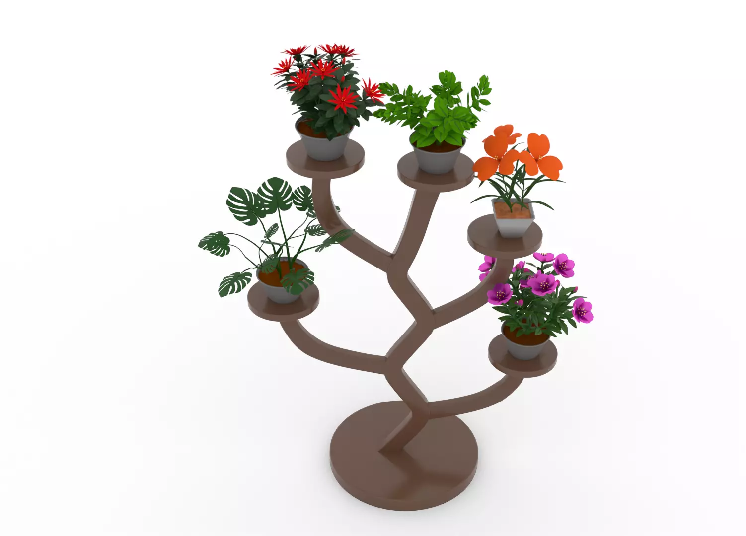 Plant Shelve Rack 3D Design Low-poly 3D model_0