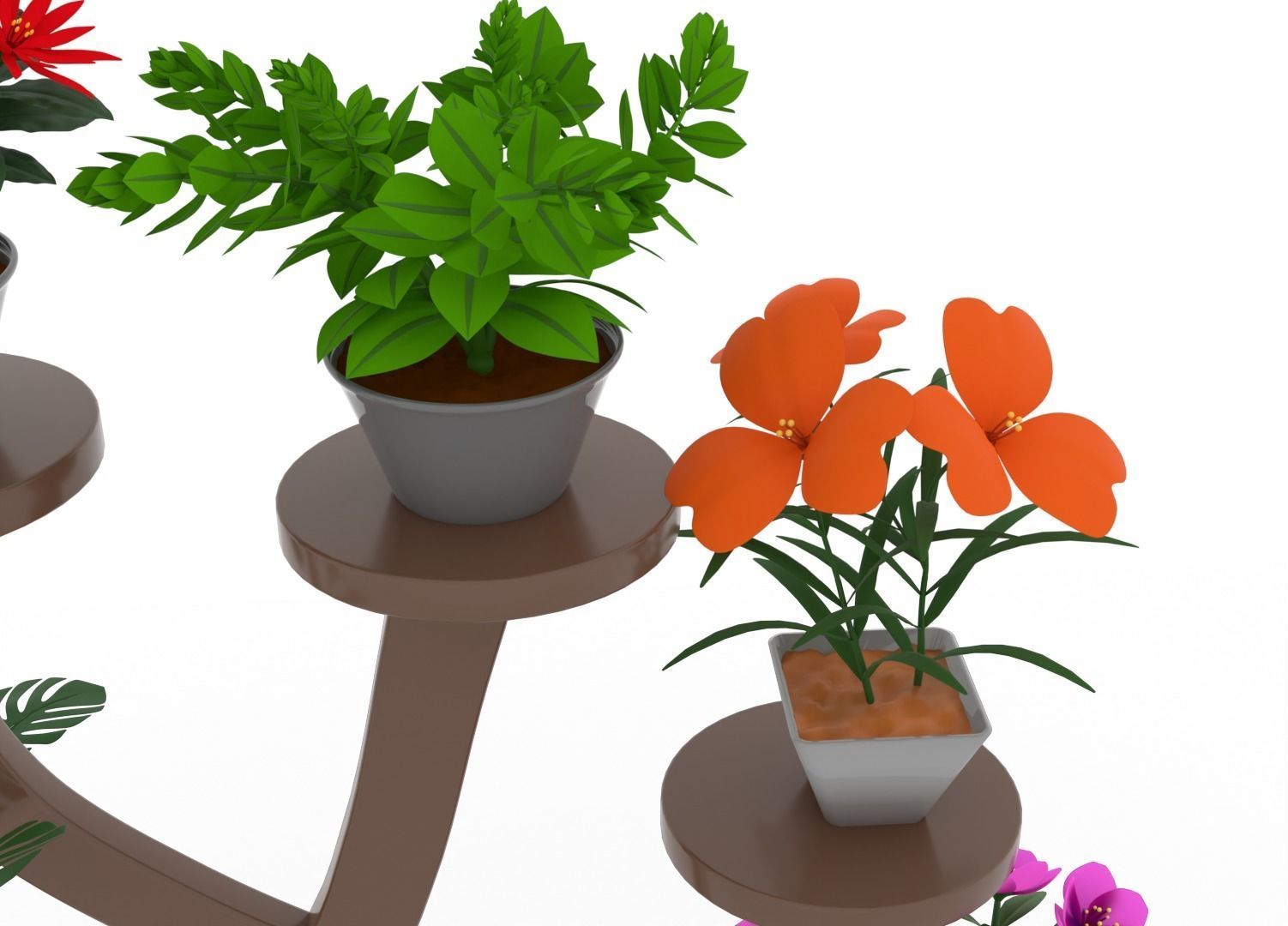 Plant Shelve Rack 3D Design Low-poly 3D model_7